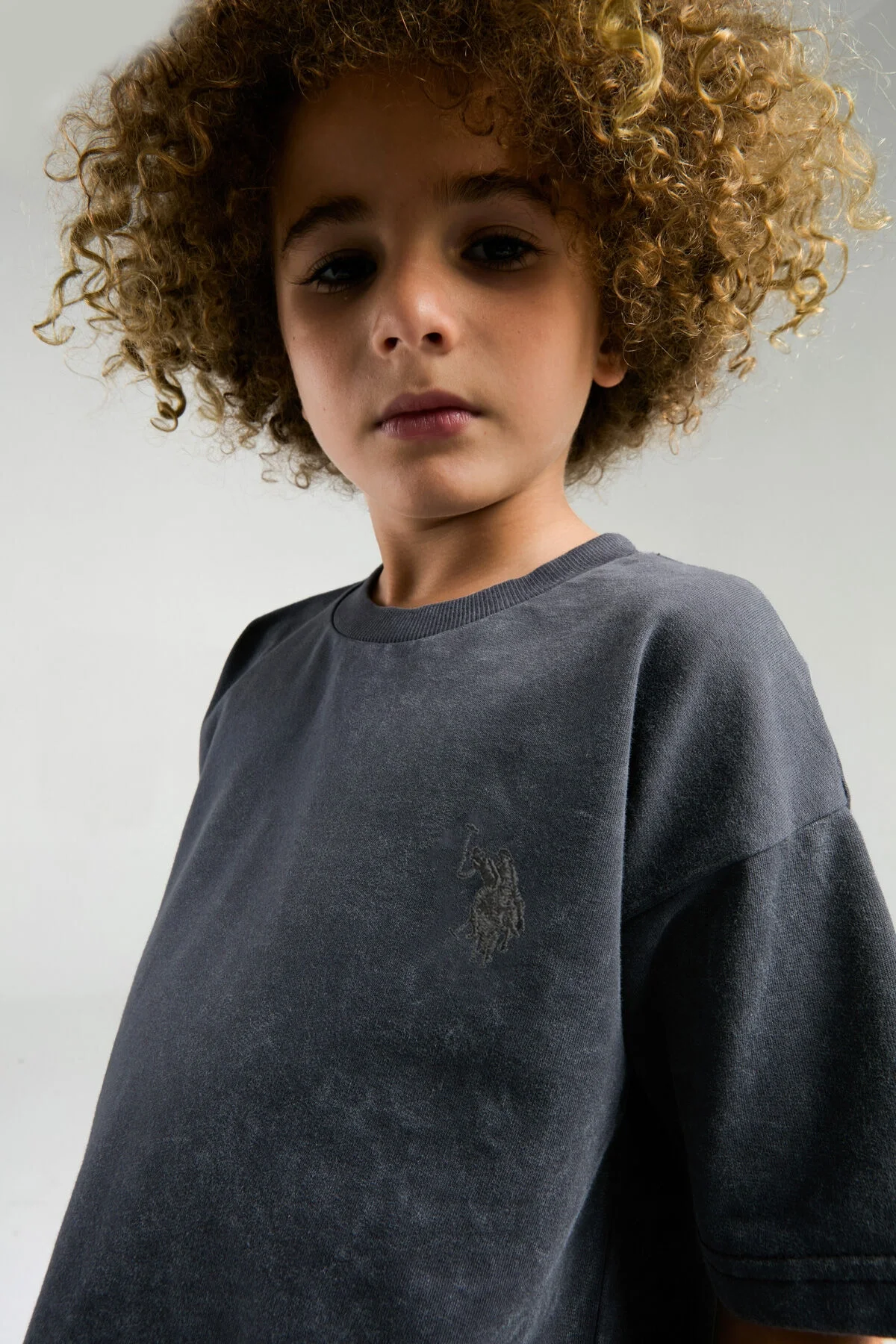 Arnetta U.S. Polo Assn Erkek Çocuk Gri Bermuda Takım Bermuda Takım Toptan