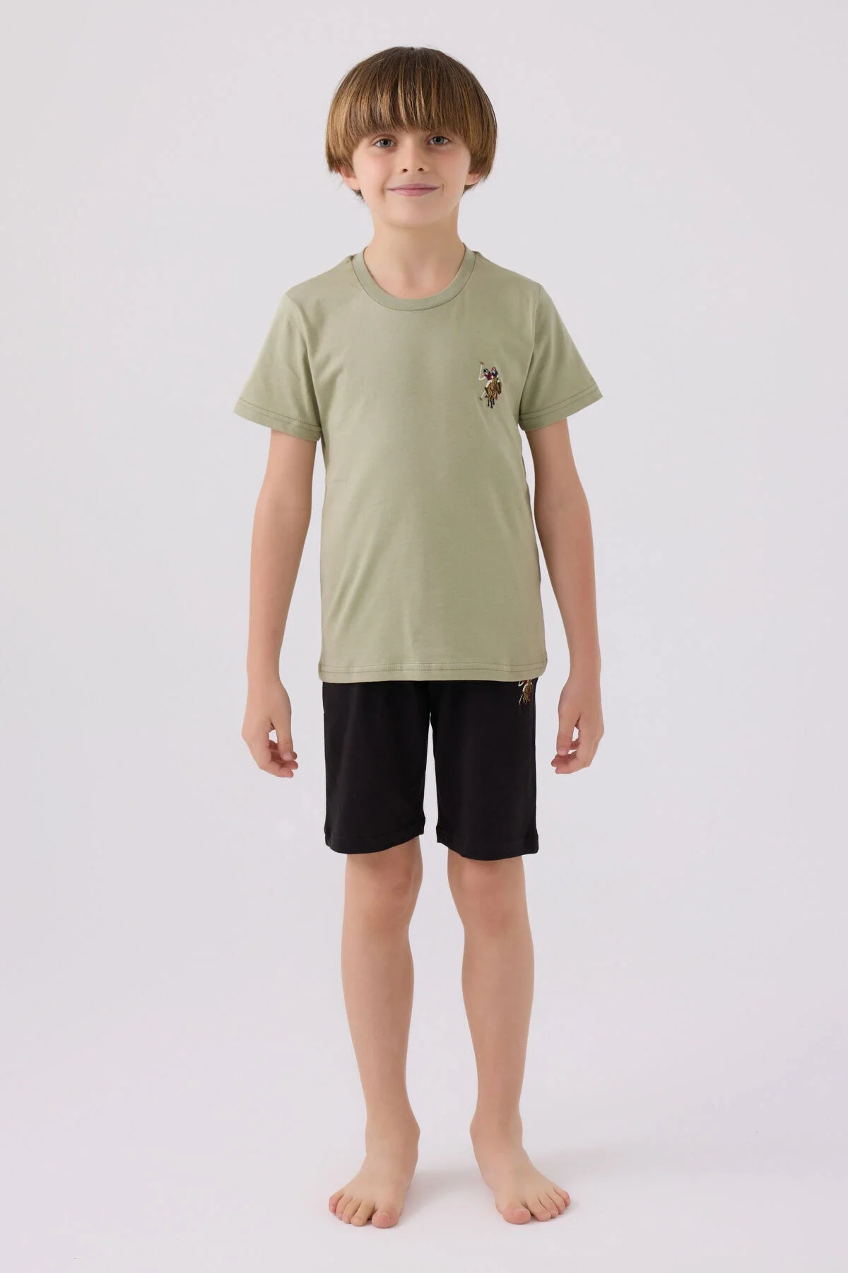 Arnetta U.S. Polo Assn Erkek Çocuk Haki Bermuda Takım Bermuda Takım Toptan