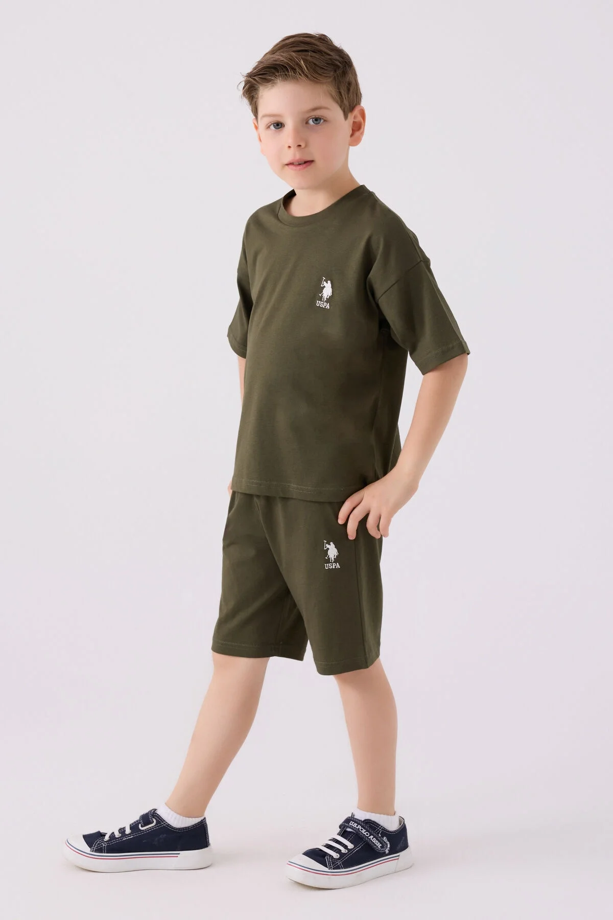 Arnetta U.S. Polo Assn Erkek Çocuk Haki Bermuda Takım Bermuda Takım Toptan