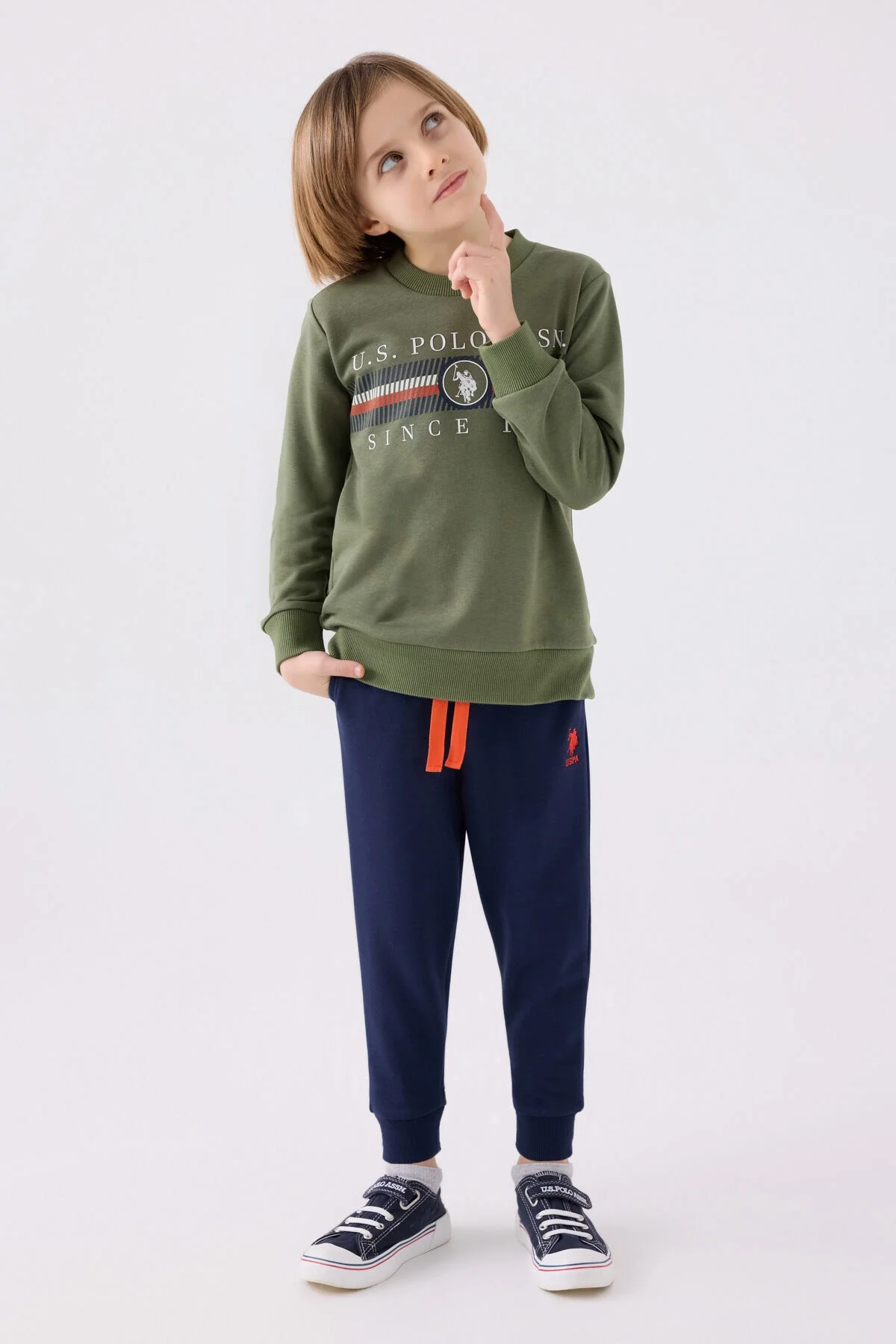 Arnetta U.S. Polo Assn Erkek Çocuk Haki Eşofman Takımı Eşofman Takımı Toptan