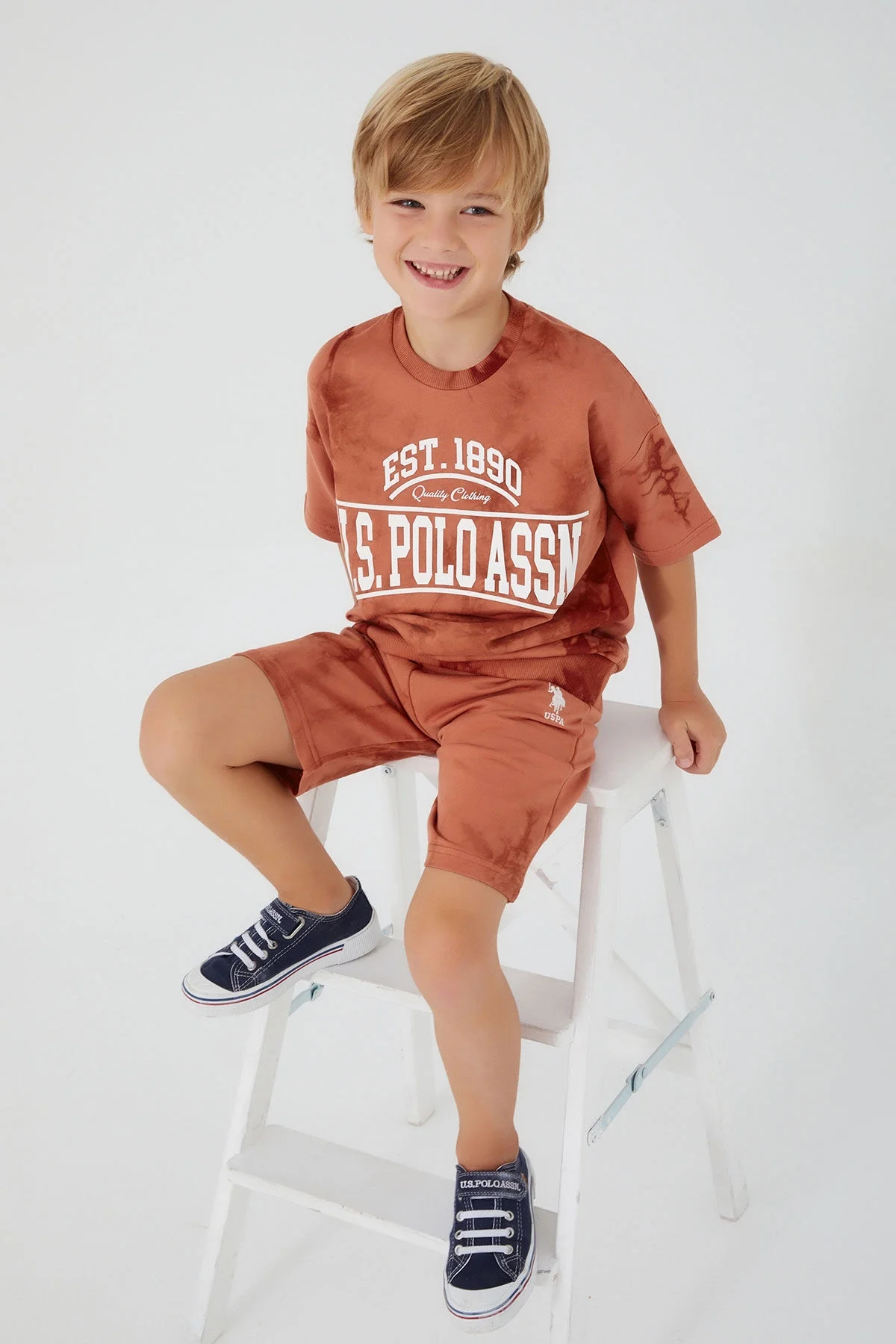 Arnetta U.S. Polo Assn Erkek Çocuk Kahverengi Bermuda Takım Bermuda Takım Toptan