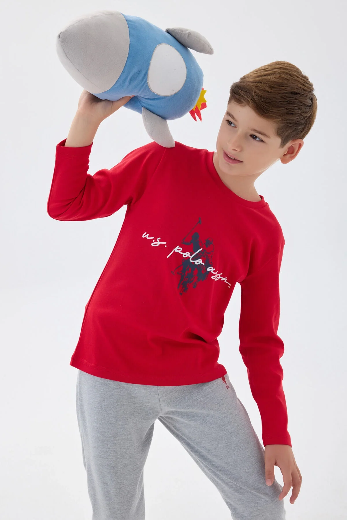 Arnetta U.S. Polo Assn Erkek Çocuk Kırmızı Pijama Takımı Pijama Takımı Toptan