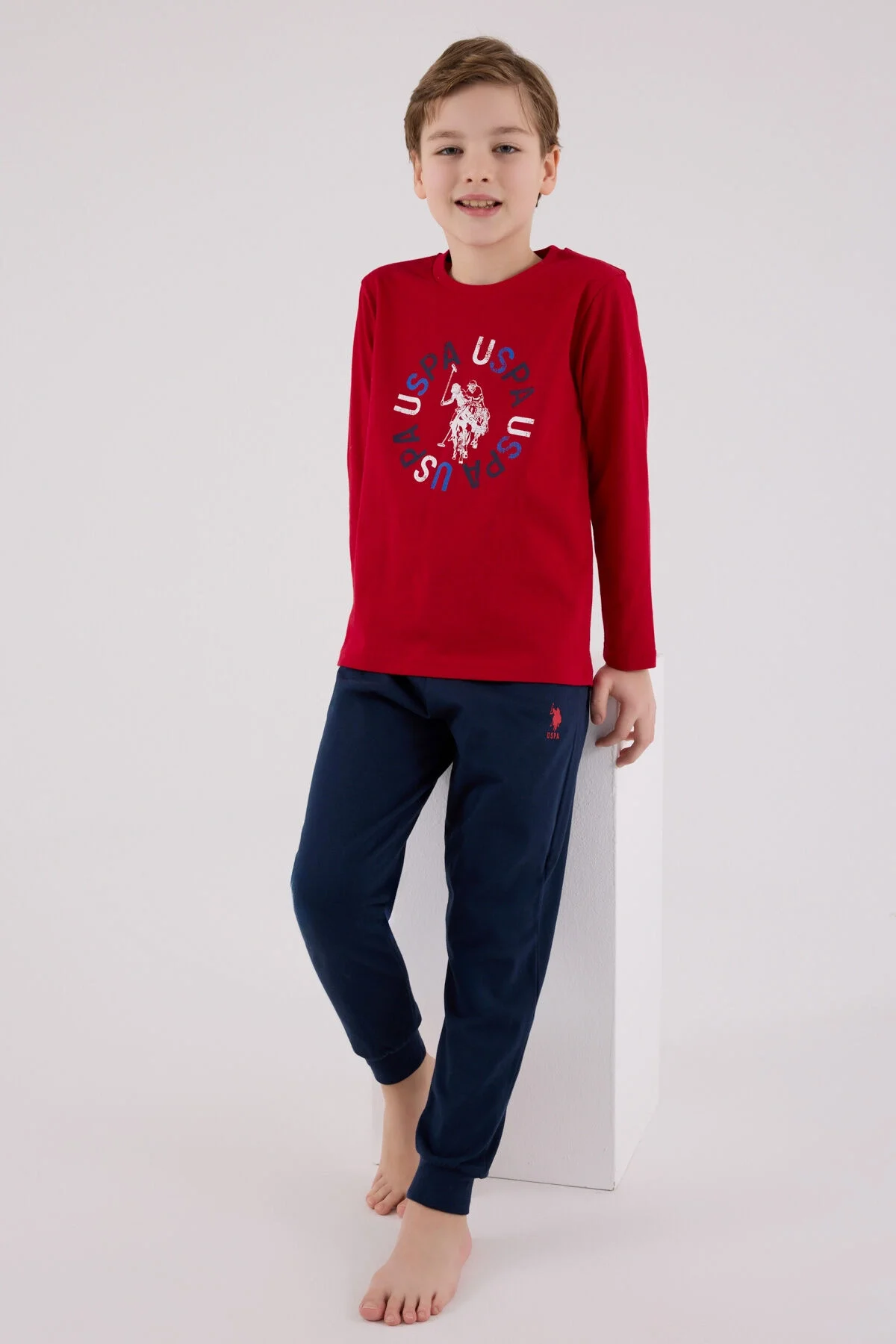 Arnetta U.S. Polo Assn Erkek Çocuk Kırmızı Pijama Takımı Pijama Takımı Toptan