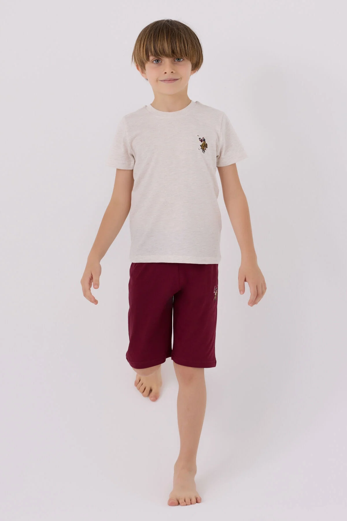 Arnetta U.S. Polo Assn Erkek Çocuk Krem Bermuda Takım Bermuda Takım Toptan