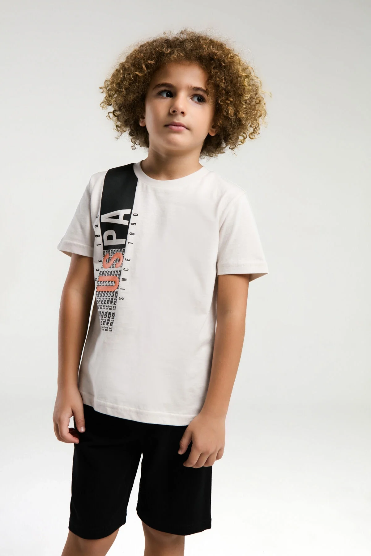 Arnetta U.S. Polo Assn Erkek Çocuk Krem Bermuda Takım Bermuda Takım Toptan