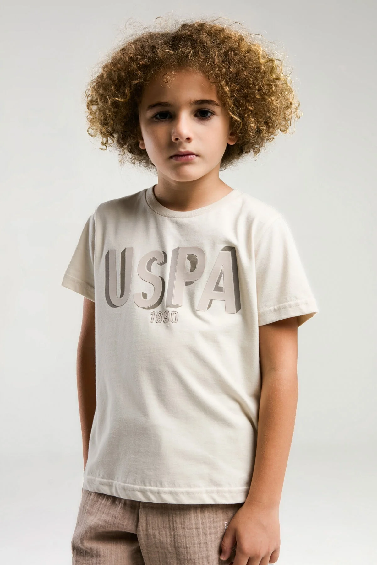 Arnetta U.S. Polo Assn Erkek Çocuk Krem Bermuda Takım Bermuda Takım Toptan