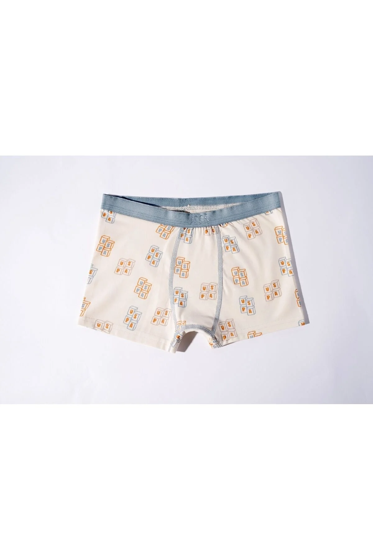 U.S. Polo Assn Erkek Çocuk Krem İç Giyim, 3'lü Set, Oyun Küp Deseni, Arnetta Markası, Boxer Tüyleri, Çocuk İç Giyim