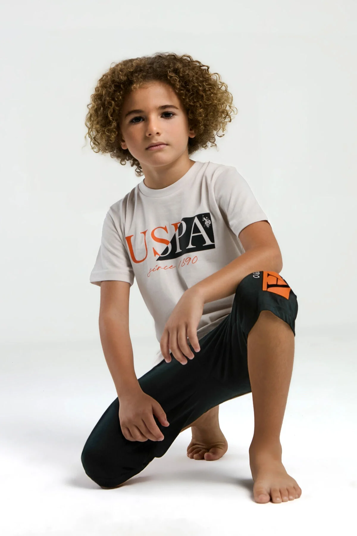 Arnetta U.S. Polo Assn Erkek Çocuk Krem Kapri Takım Kapri Takım Toptan