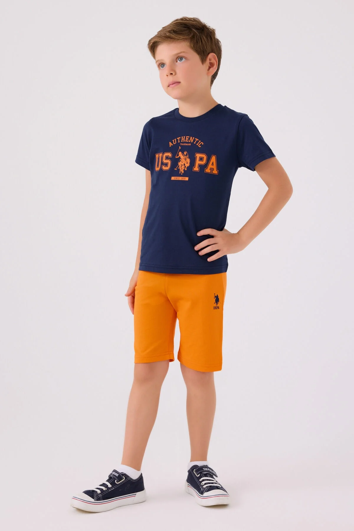 Arnetta U.S. Polo Assn Erkek Çocuk Lacivert Bermuda Takım Bermuda Takım Toptan