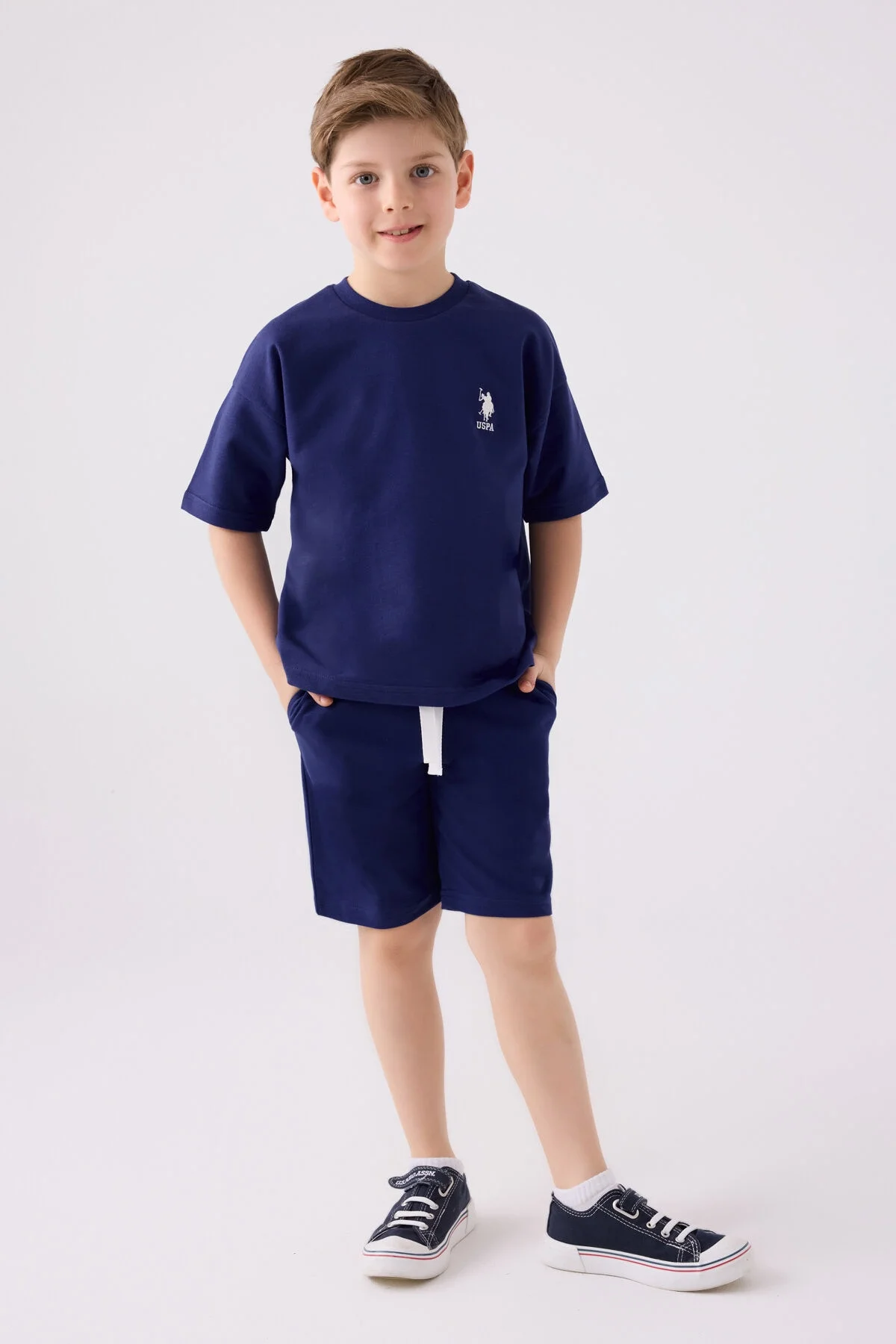 Arnetta U.S. Polo Assn Erkek Çocuk Lacivert Bermuda Takım Bermuda Takım Toptan