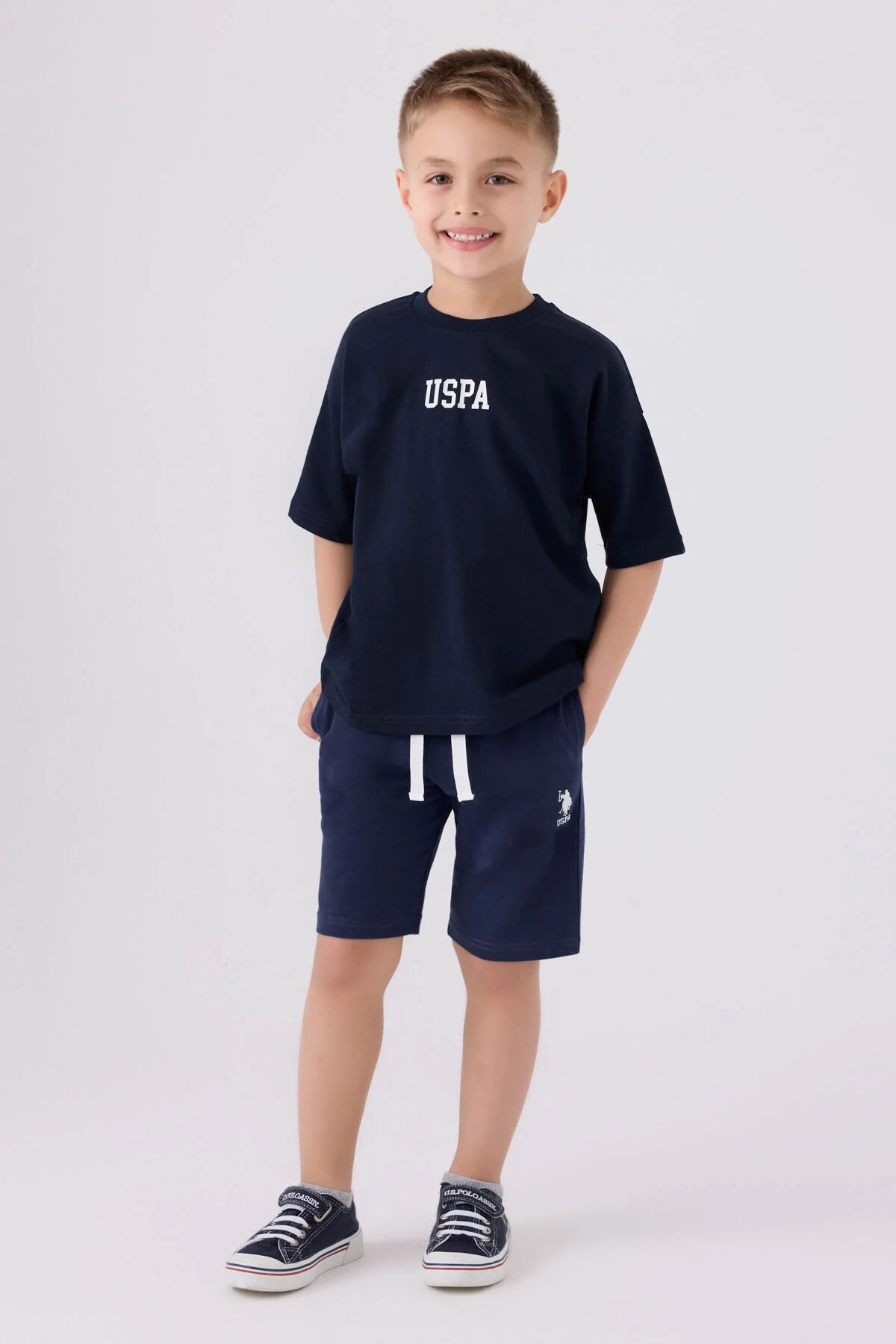 Arnetta U.S. Polo Assn Erkek Çocuk Lacivert Bermuda Takım Bermuda Takım Toptan