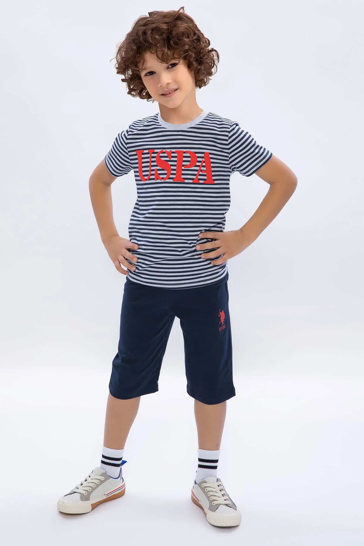 Arnetta U.S. Polo Assn Erkek Çocuk Lacivert Kapri Takım Kapri Takım Toptan