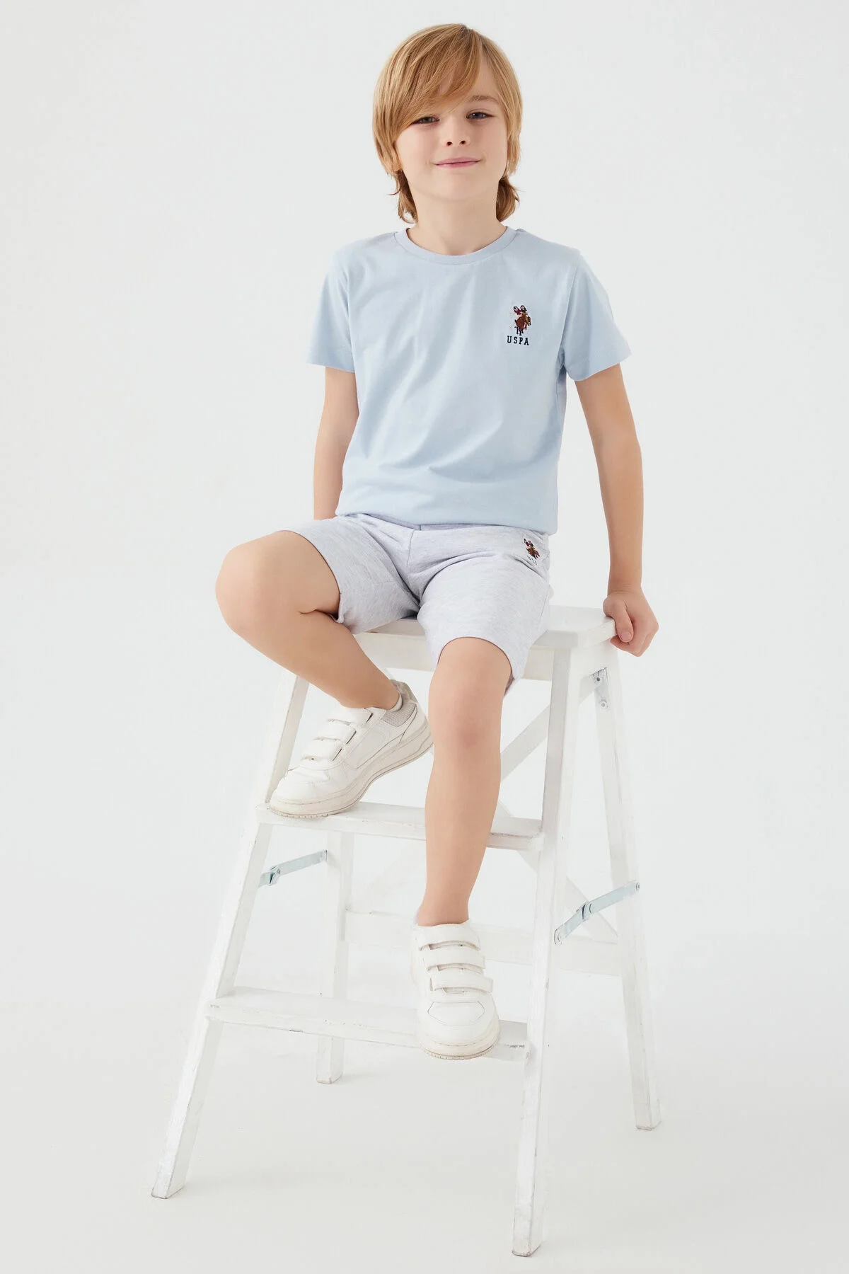 Arnetta U.S. Polo Assn Erkek Çocuk Mavi Bermuda Takım Bermuda Takım Toptan