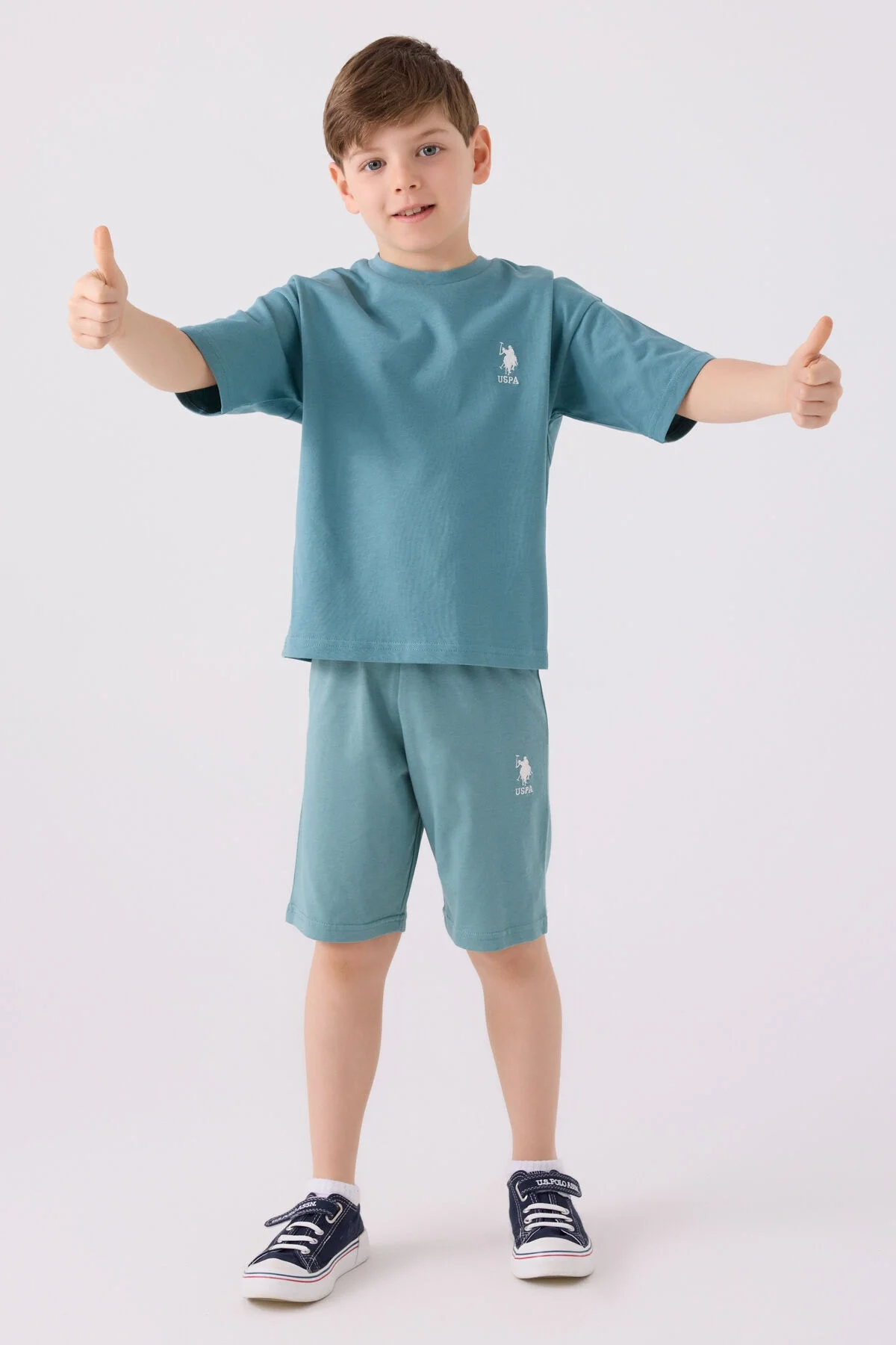 Arnetta U.S. Polo Assn Erkek Çocuk Mavi Bermuda Takım Bermuda Takım Toptan