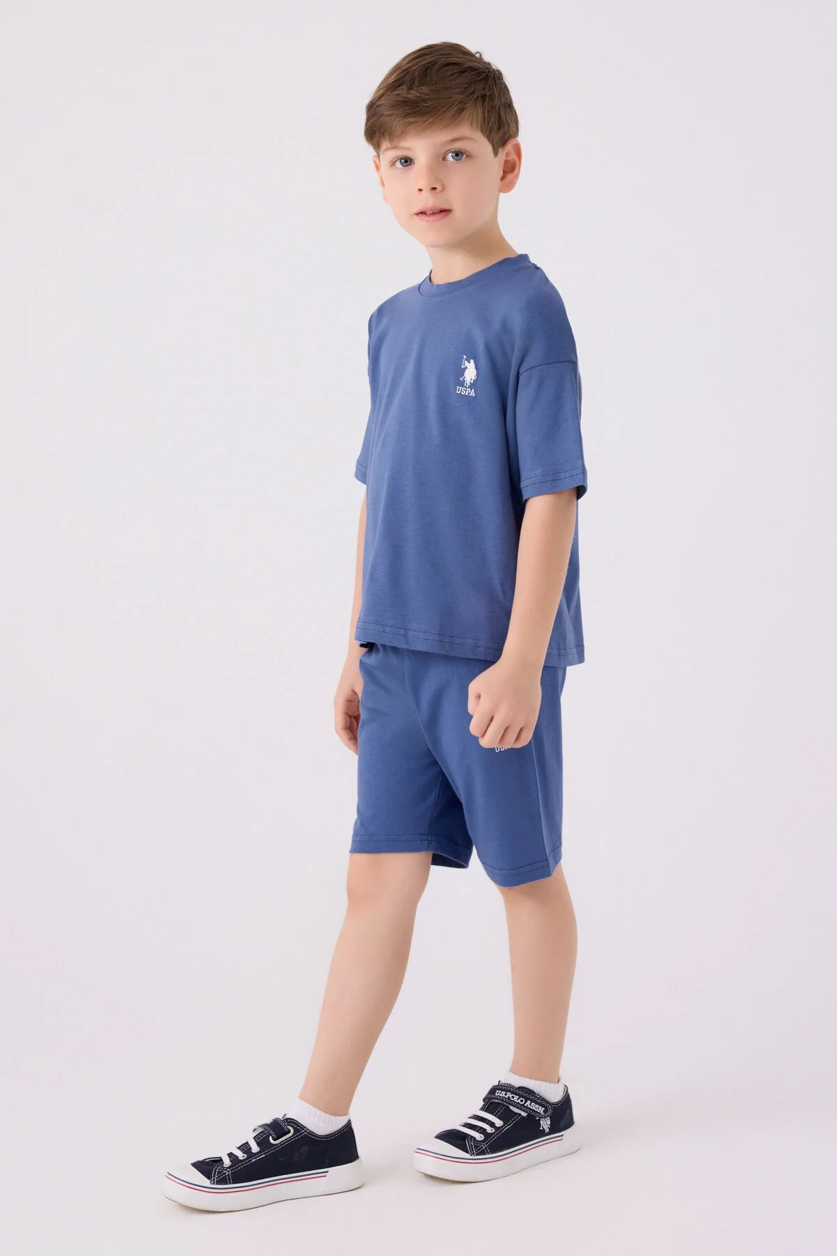 Arnetta U.S. Polo Assn Erkek Çocuk Mavi Bermuda Takım Bermuda Takım Toptan