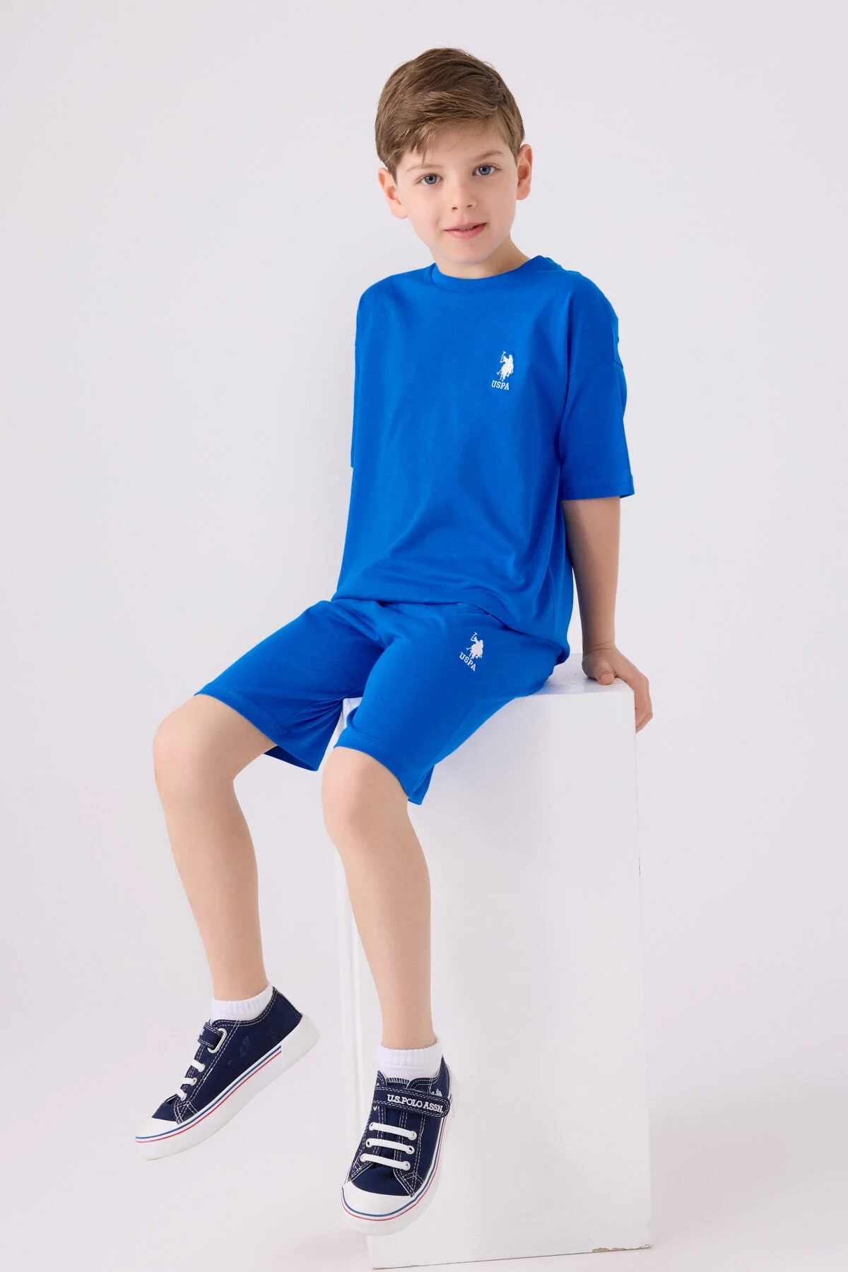 Arnetta U.S. Polo Assn Erkek Çocuk Mavi Bermuda Takım Bermuda Takım Toptan