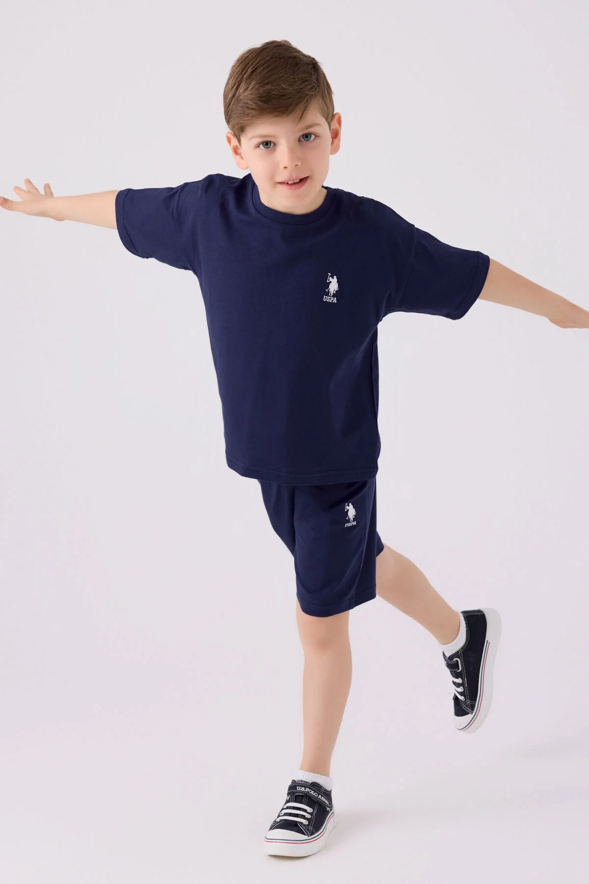 Arnetta U.S. Polo Assn Erkek Çocuk Mavi Bermuda Takım Bermuda Takım Toptan