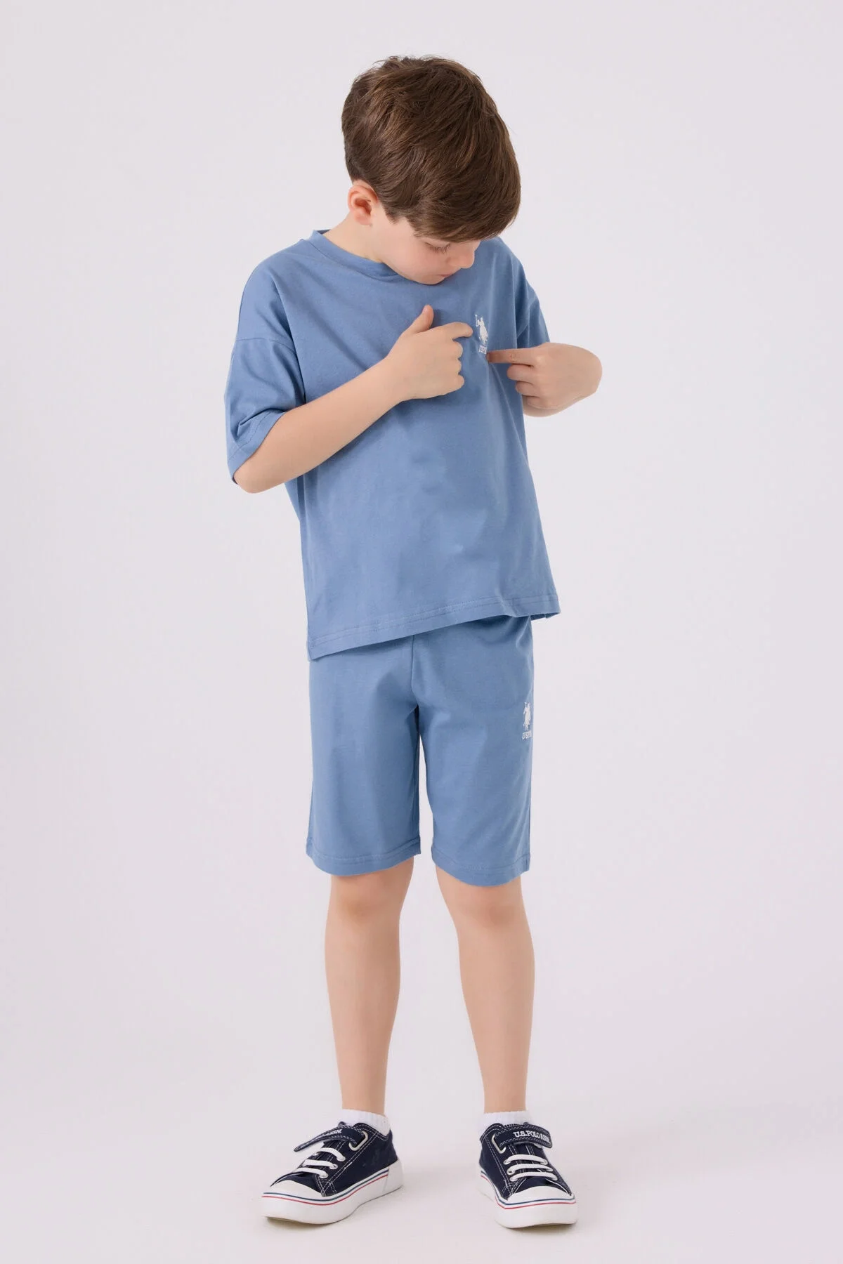 Arnetta U.S. Polo Assn Erkek Çocuk Mavi Bermuda Takım Bermuda Takım Toptan