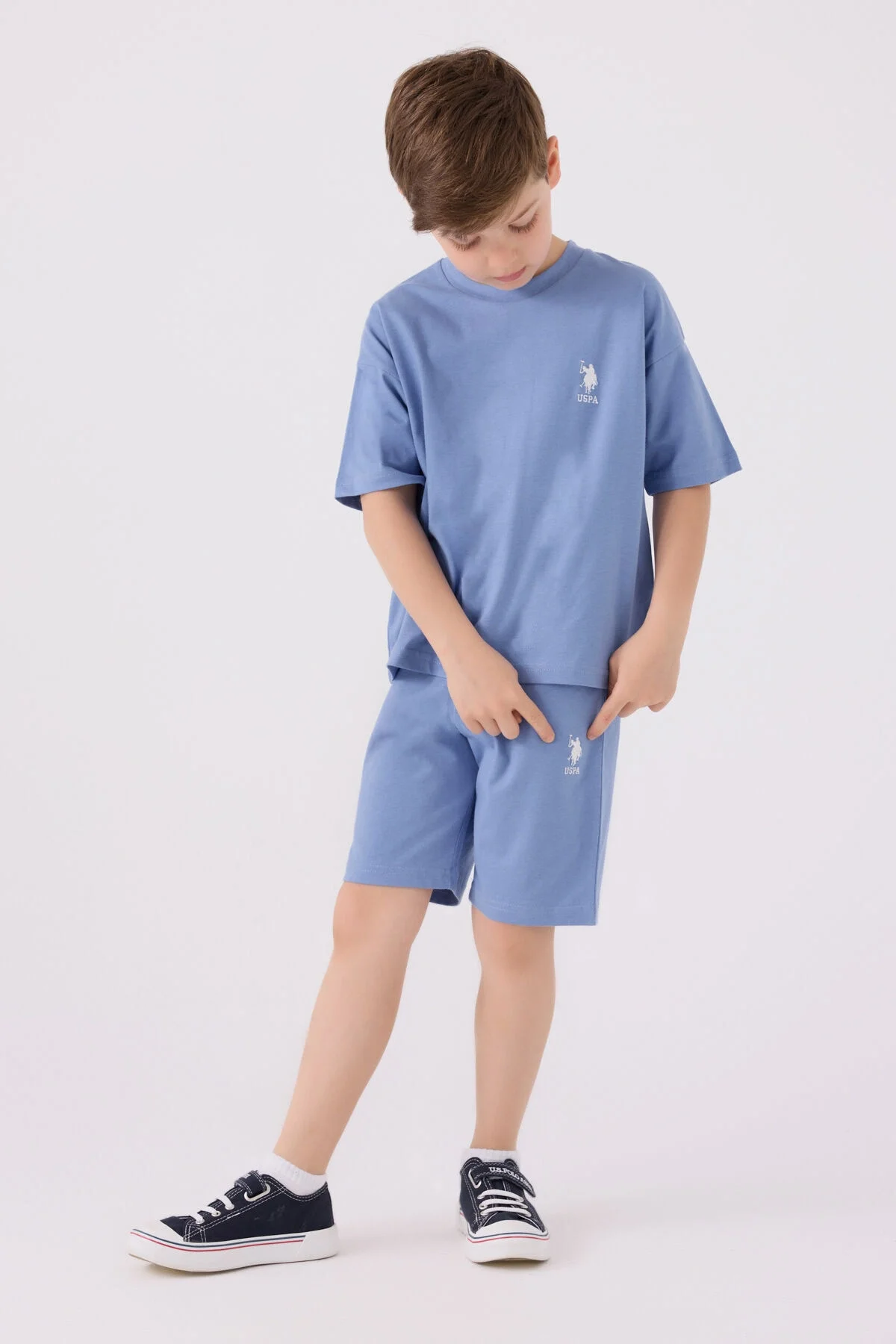 Arnetta U.S. Polo Assn Erkek Çocuk Mavi Bermuda Takım Bermuda Takım Toptan