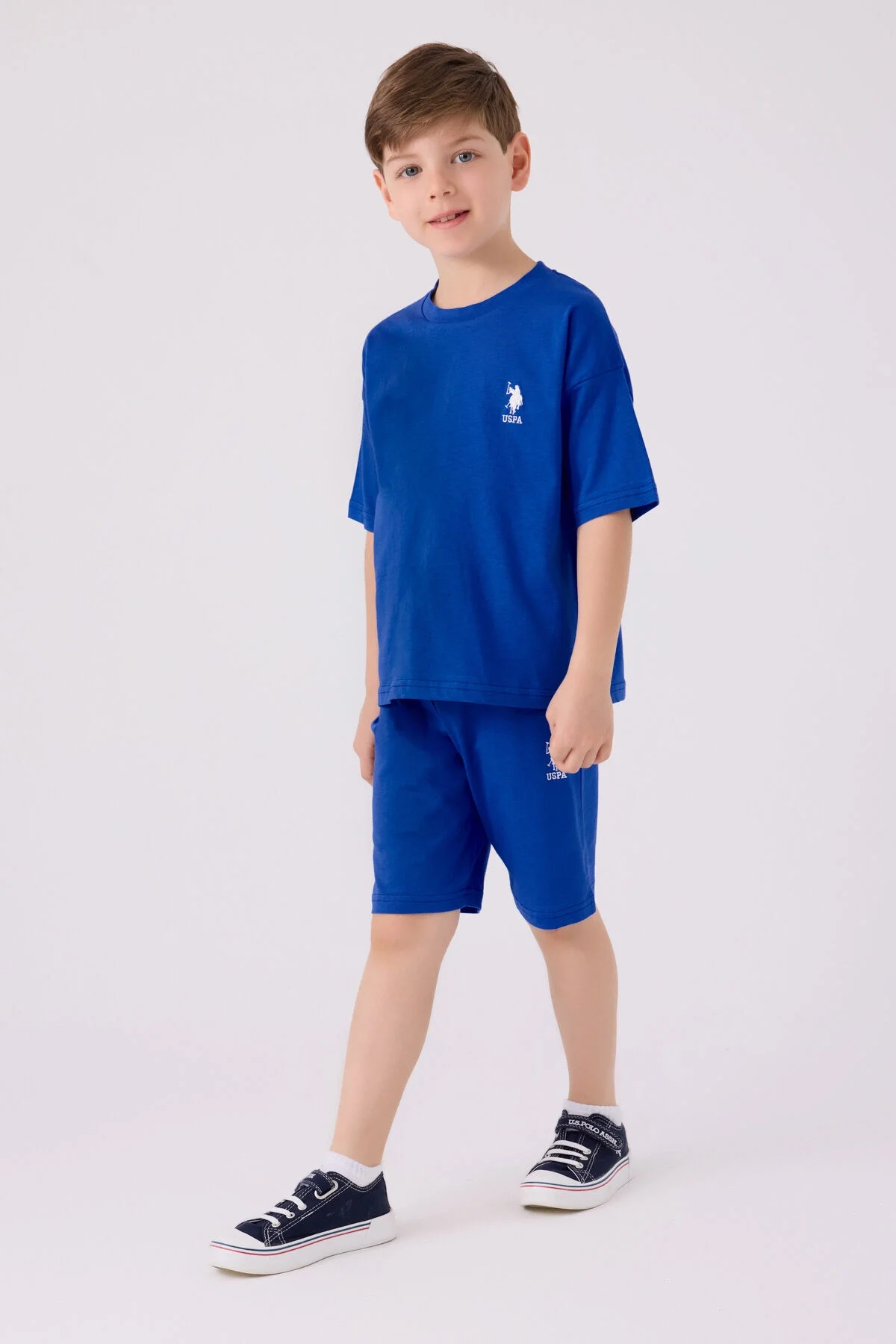 Arnetta U.S. Polo Assn Erkek Çocuk Mavi Bermuda Takım Bermuda Takım Toptan