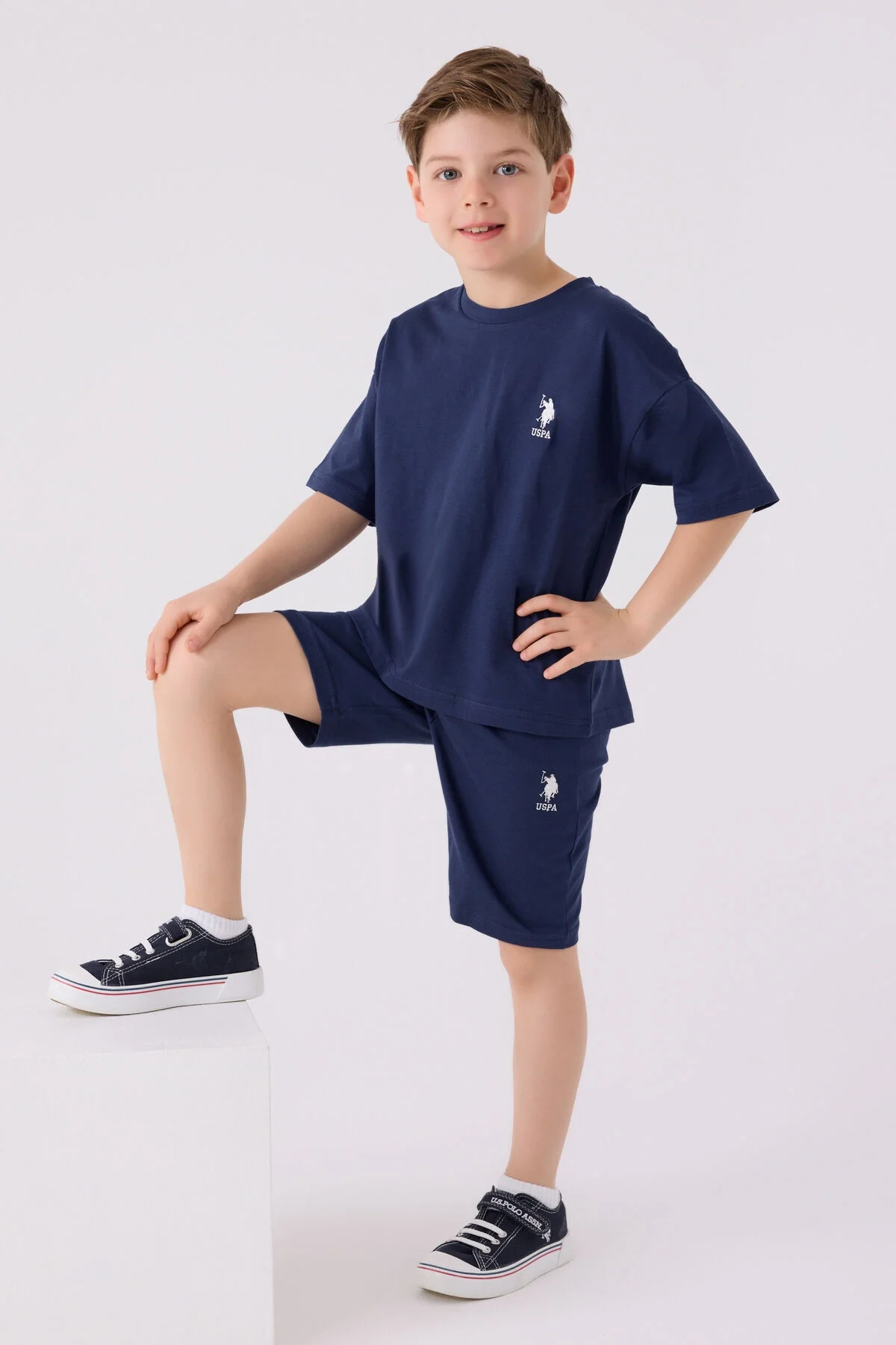 Arnetta U.S. Polo Assn Erkek Çocuk Mavi Bermuda Takım Bermuda Takım Toptan