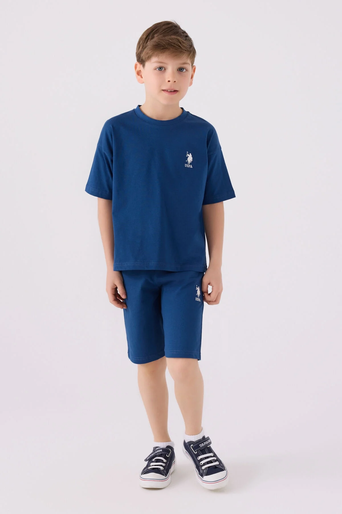 Arnetta U.S. Polo Assn Erkek Çocuk Mavi Bermuda Takım Bermuda Takım Toptan