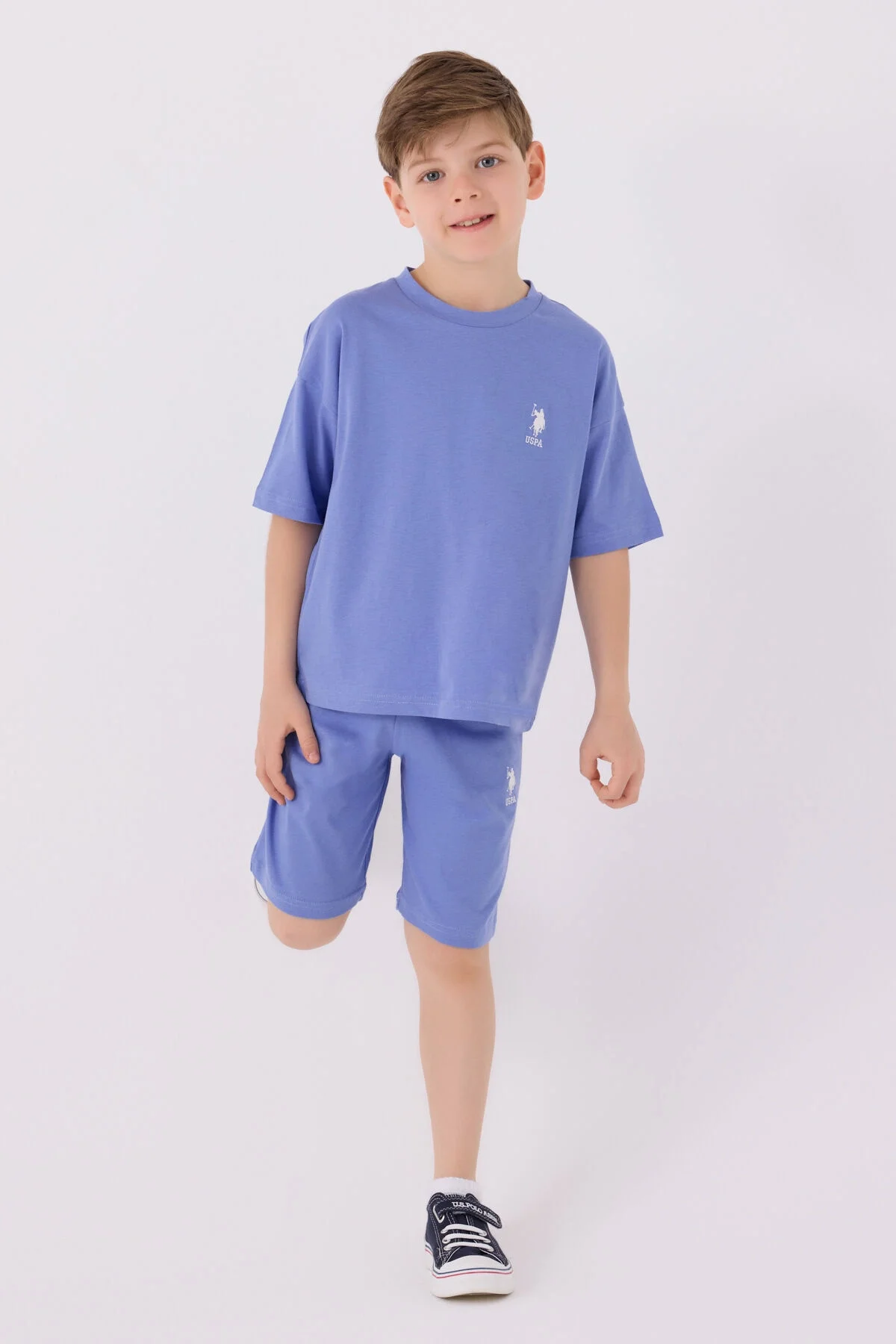 Arnetta U.S. Polo Assn Erkek Çocuk Mavi Bermuda Takım Bermuda Takım Toptan