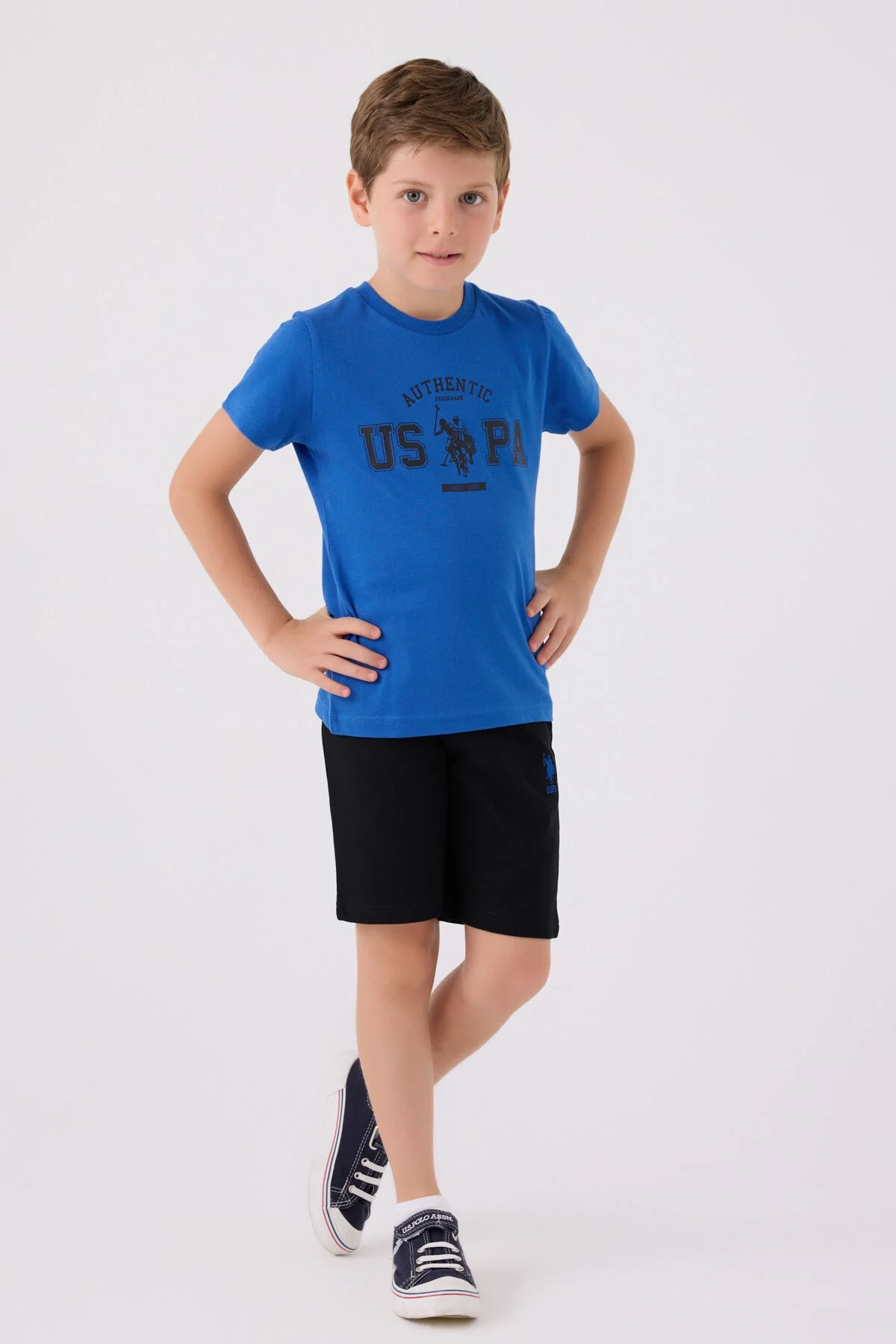 Arnetta U.S. Polo Assn Erkek Çocuk Mavi Bermuda Takım Bermuda Takım Toptan