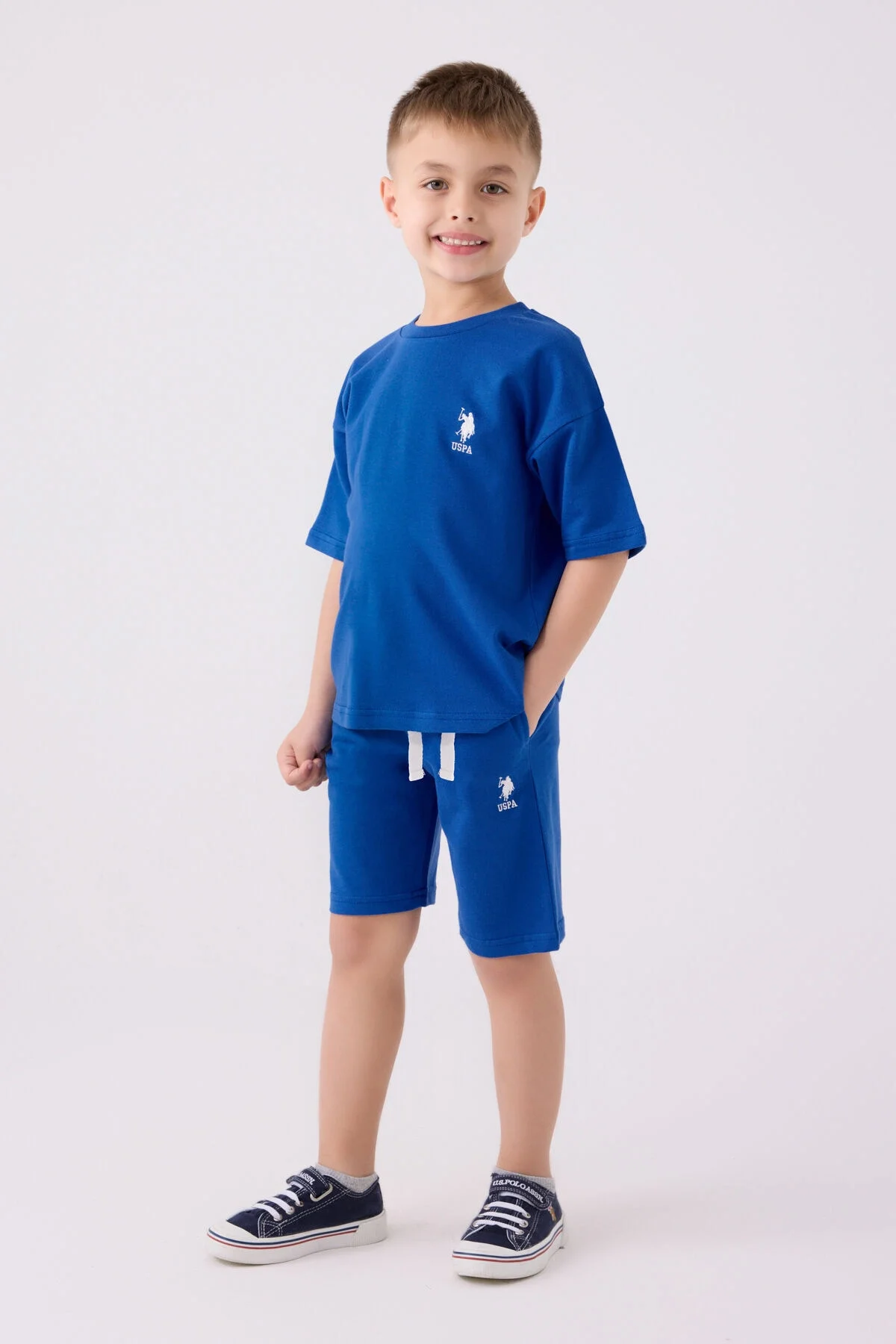 Arnetta U.S. Polo Assn Erkek Çocuk Mavi Bermuda Takım Bermuda Takım Toptan