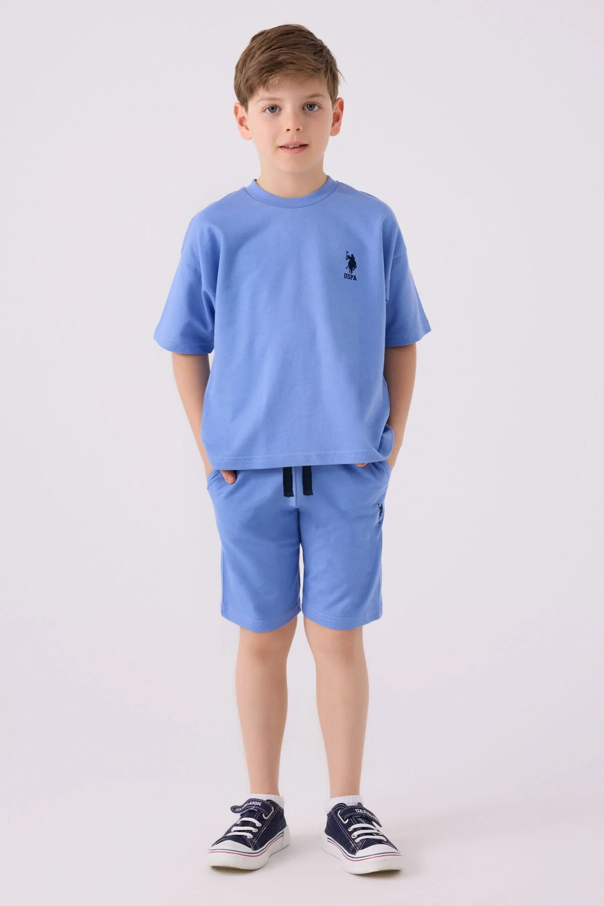 Arnetta U.S. Polo Assn Erkek Çocuk Mavi Bermuda Takım Bermuda Takım Toptan