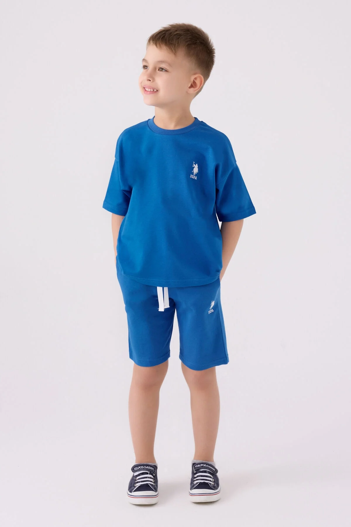 Arnetta U.S. Polo Assn Erkek Çocuk Mavi Bermuda Takım Bermuda Takım Toptan