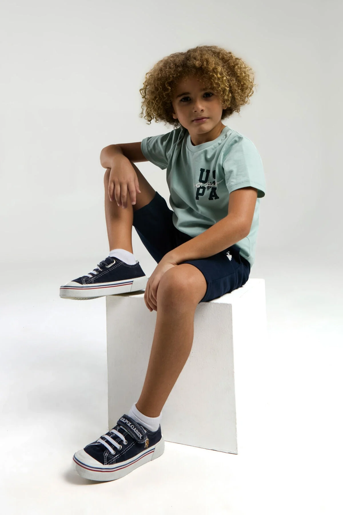 Arnetta U.S. Polo Assn Erkek Çocuk Mavi Bermuda Takım Bermuda Takım Toptan