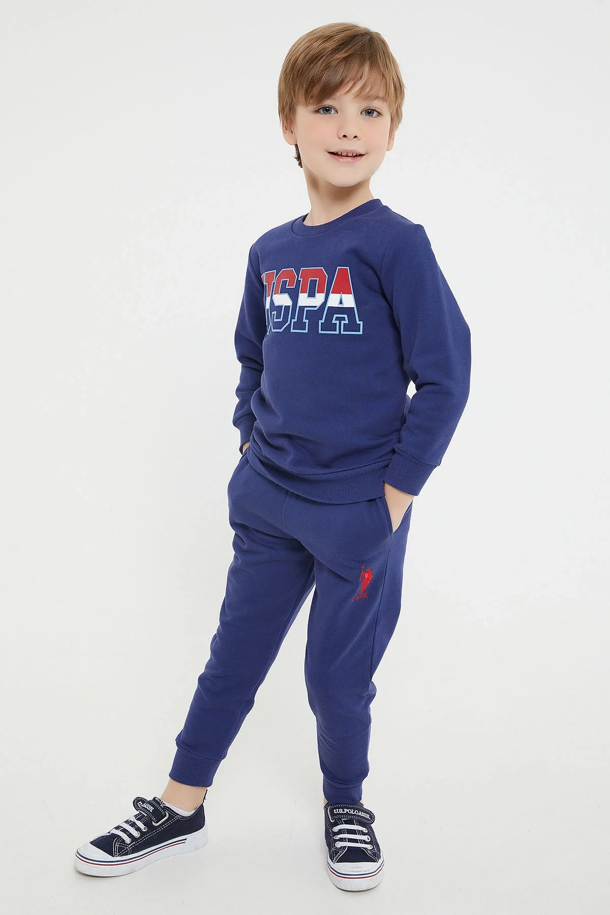 Arnetta U.S. Polo Assn Erkek Çocuk Mavi Eşofman Takımı Eşofman Takımı Toptan