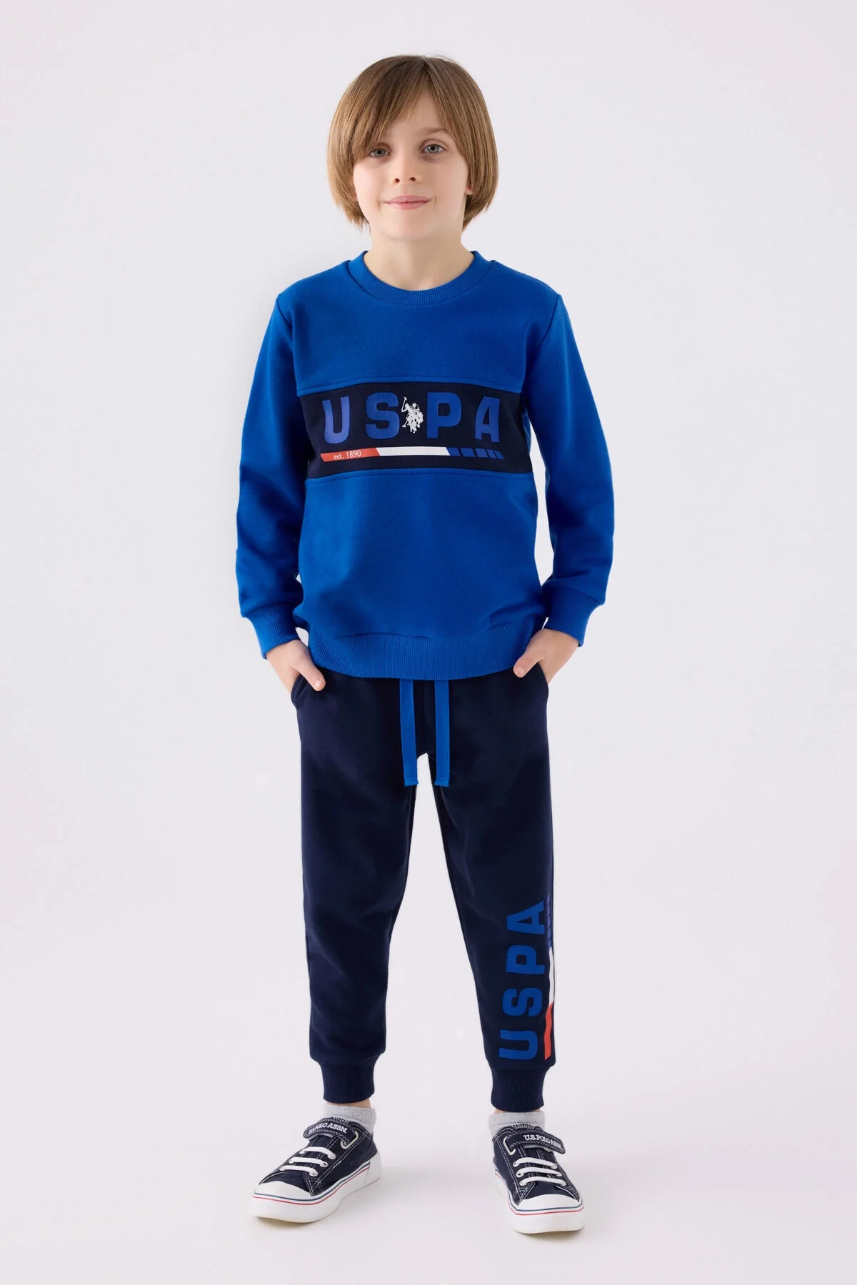 Arnetta U.S. Polo Assn Erkek Çocuk Mavi Eşofman Takımı Eşofman Takımı Toptan