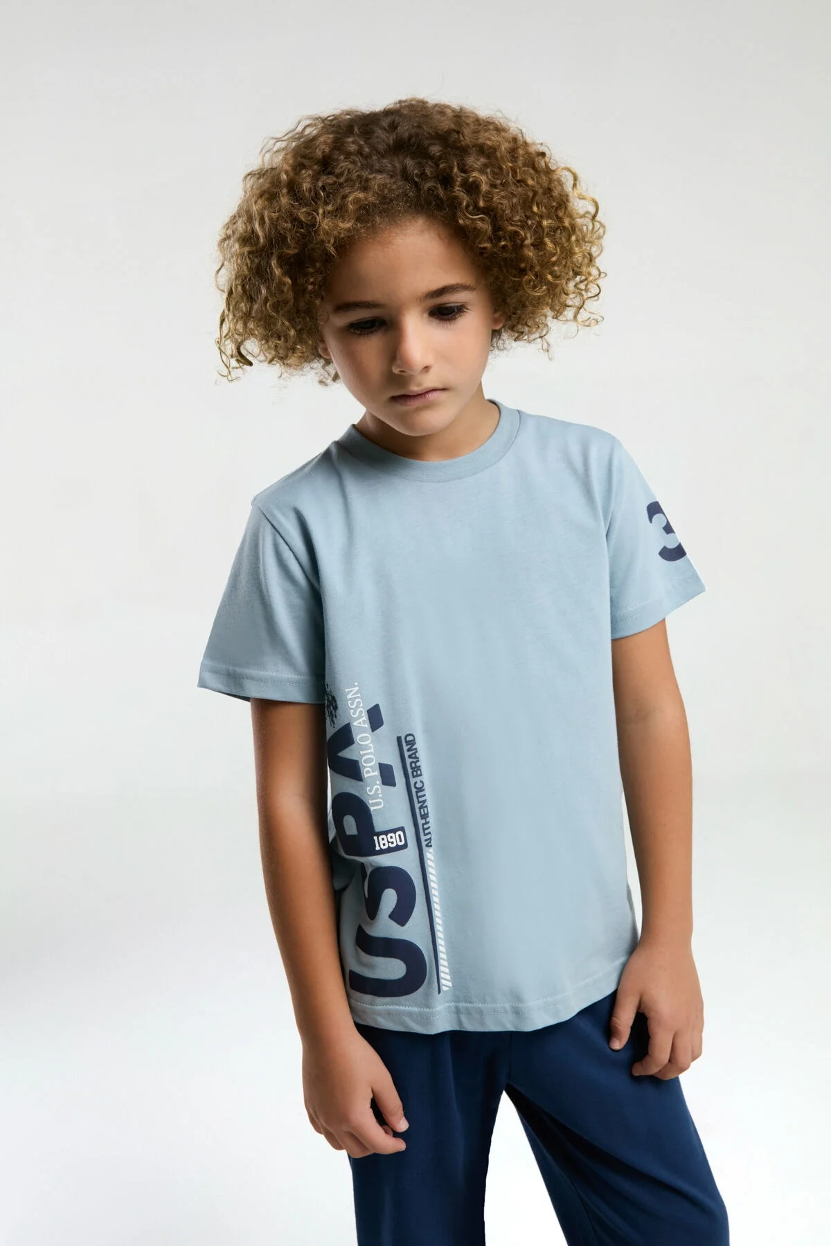 Arnetta U.S. Polo Assn Erkek Çocuk Mavi Pijama Takımı Pijama Takımı Toptan