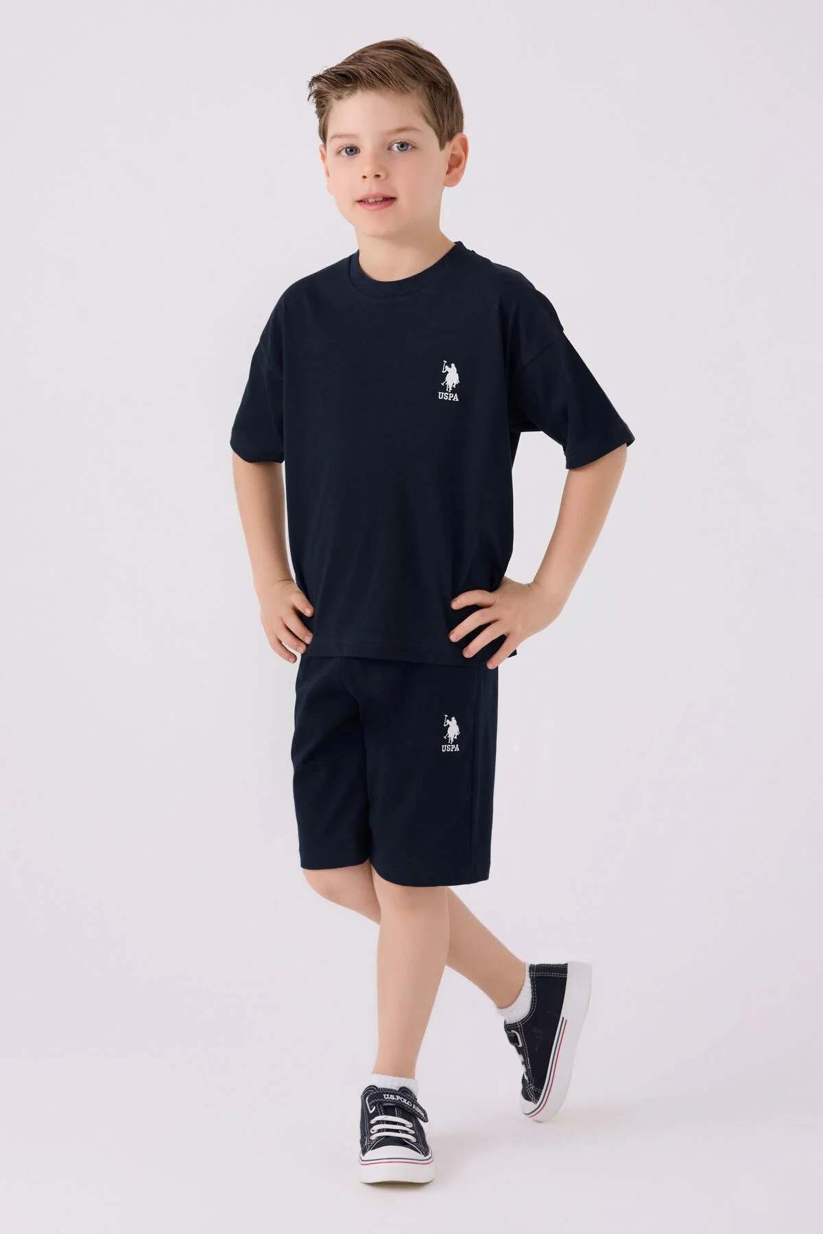 Arnetta U.S. Polo Assn Erkek Çocuk Siyah Bermuda Takım Bermuda Takım Toptan