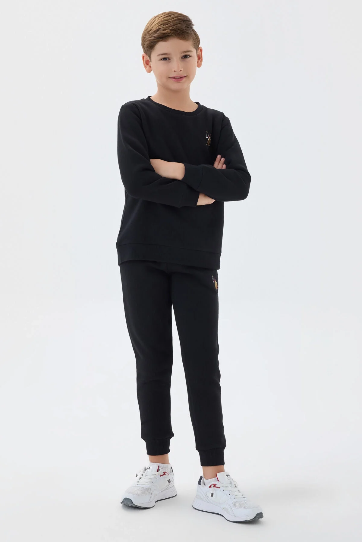 Arnetta U.S. Polo Assn Erkek Çocuk Siyah Eşofman Takımı Eşofman Takımı Toptan