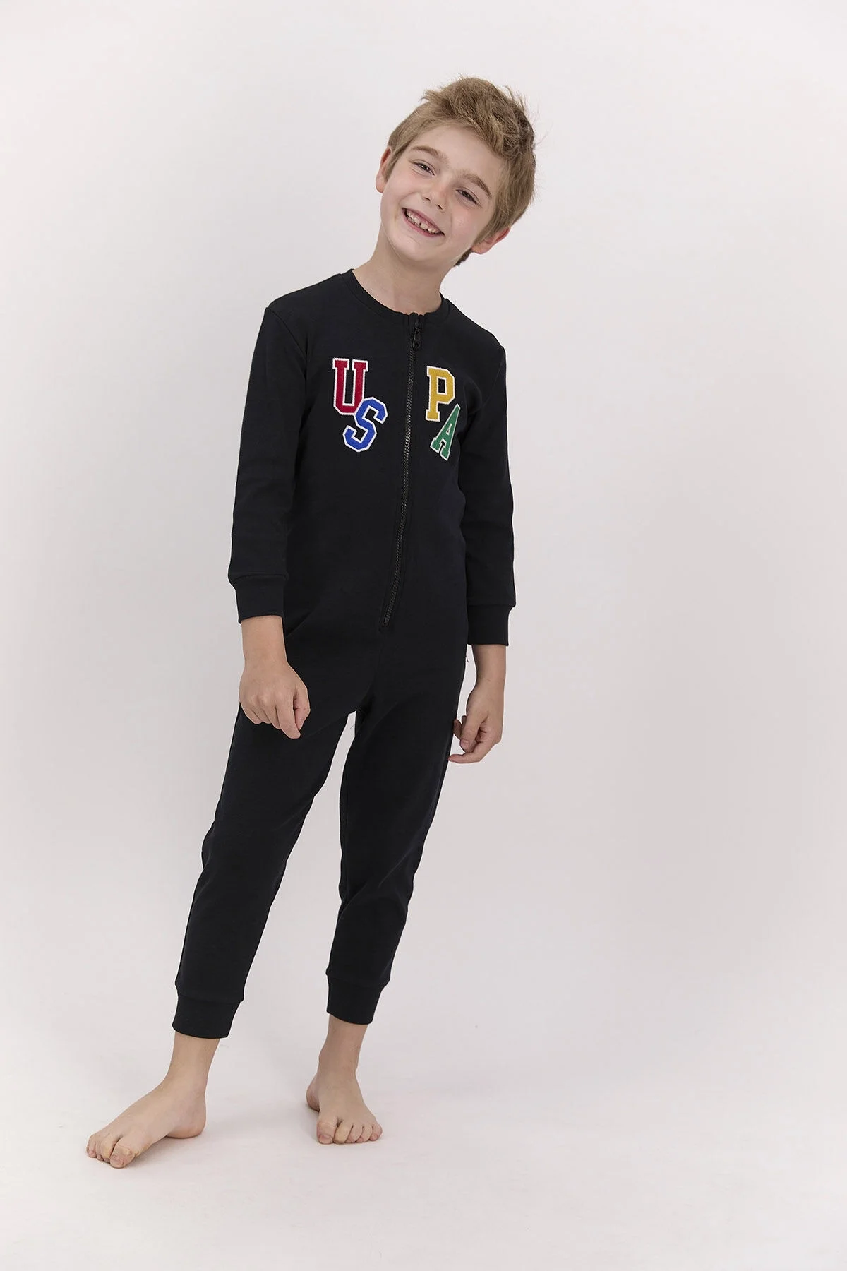 Arnetta U.S. Polo Assn Erkek Çocuk Siyah Tulum Tulum Toptan