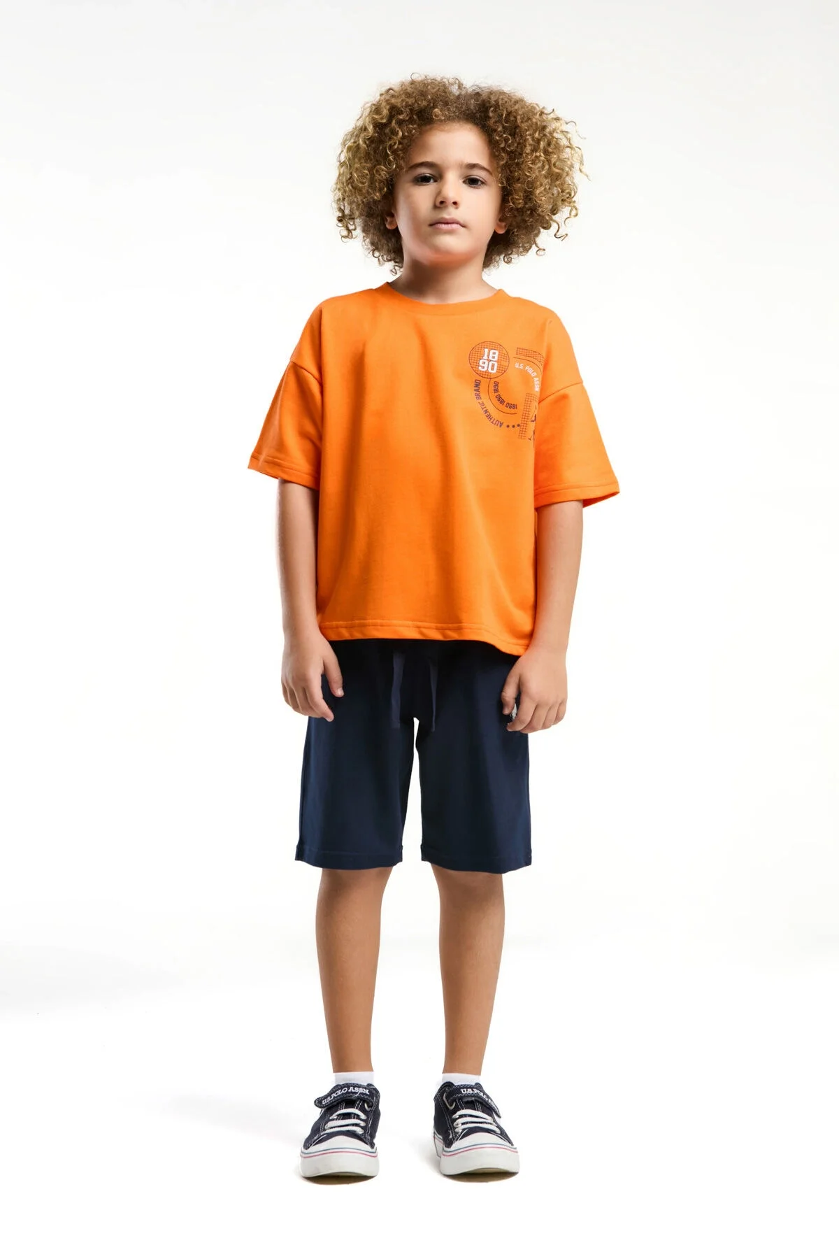 Arnetta U.S. Polo Assn Erkek Çocuk Turuncu Bermuda Takım Bermuda Takım Toptan