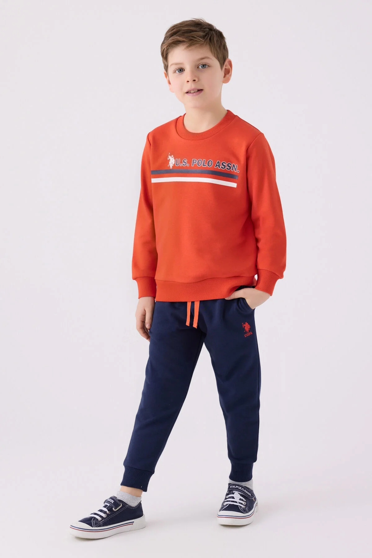 Arnetta U.S. Polo Assn Erkek Çocuk Turuncu Eşofman Takımı Eşofman Takımı Toptan