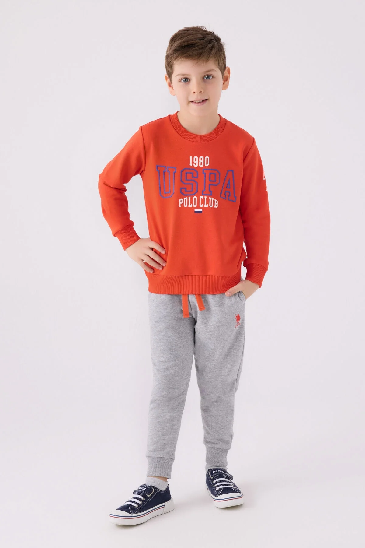 Arnetta U.S. Polo Assn Erkek Çocuk Turuncu Eşofman Takımı Eşofman Takımı Toptan