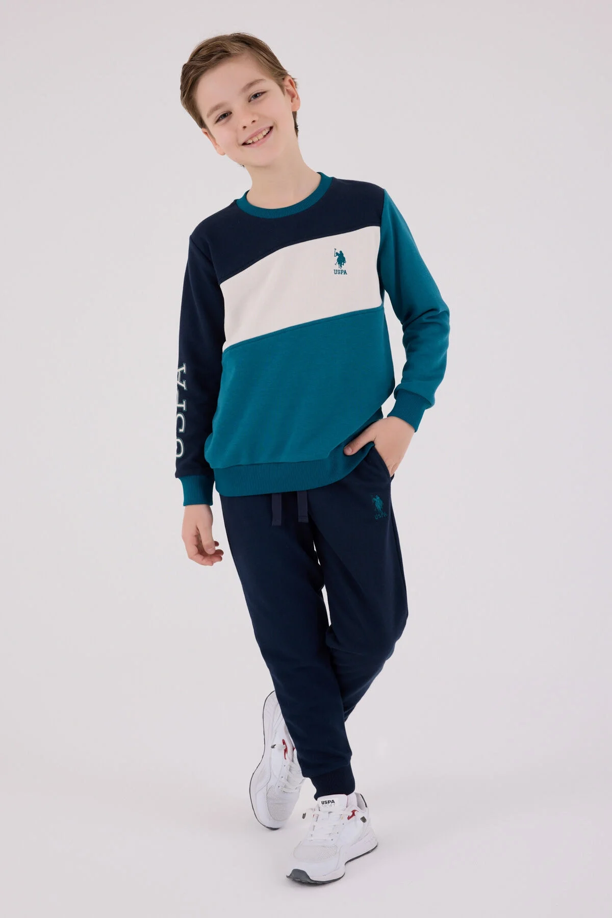 Arnetta U.S. Polo Assn Erkek Çocuk Yeşil Eşofman Takımı Eşofman Takımı Toptan