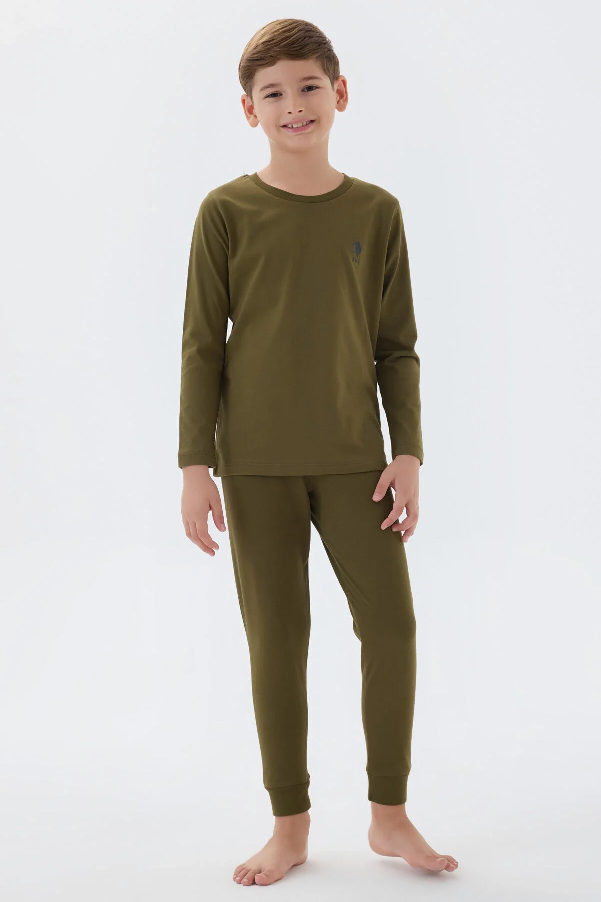 Arnetta U.S. Polo Assn Erkek Çocuk Yeşil Pijama Takımı Pijama Takımı Toptan