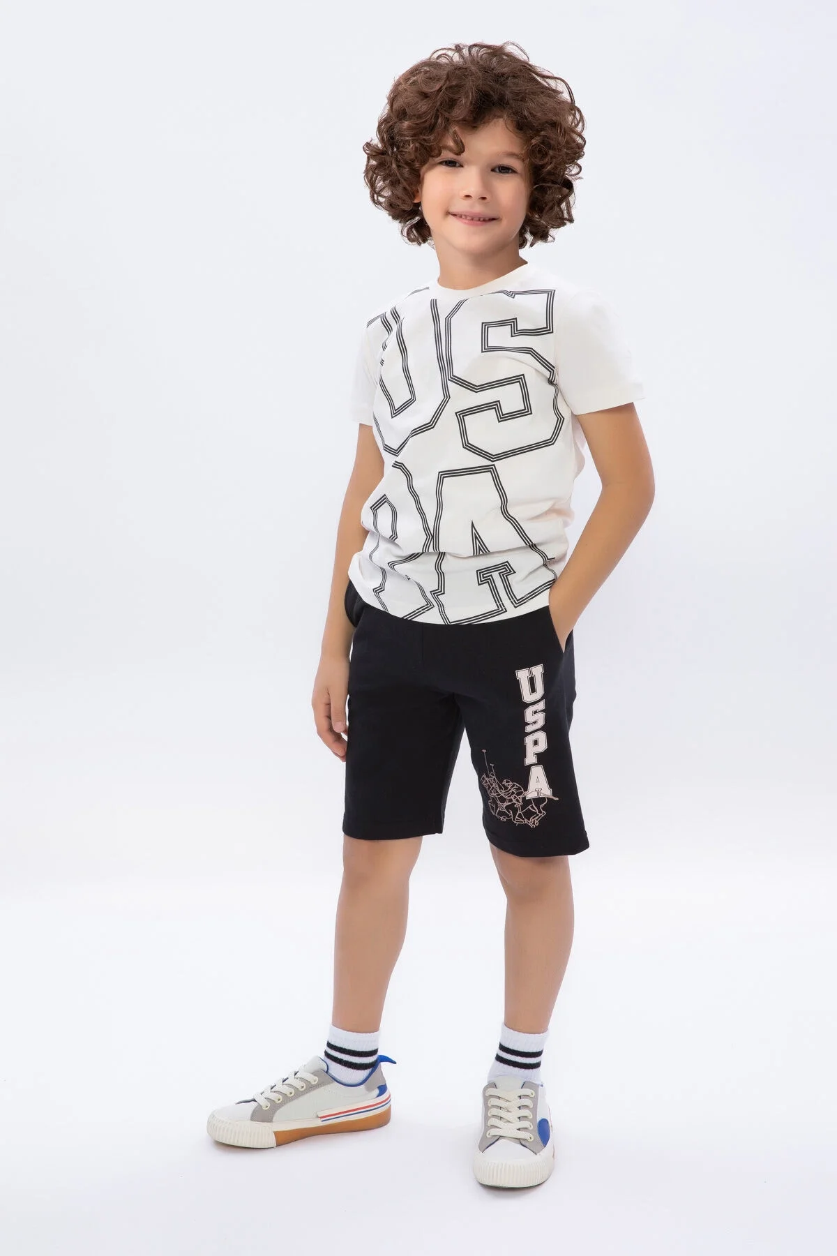 Arnetta U.S. Polo Assn Kids Erkek Çocuk Kahverengi Bermuda Takım Bermuda Takım Toptan