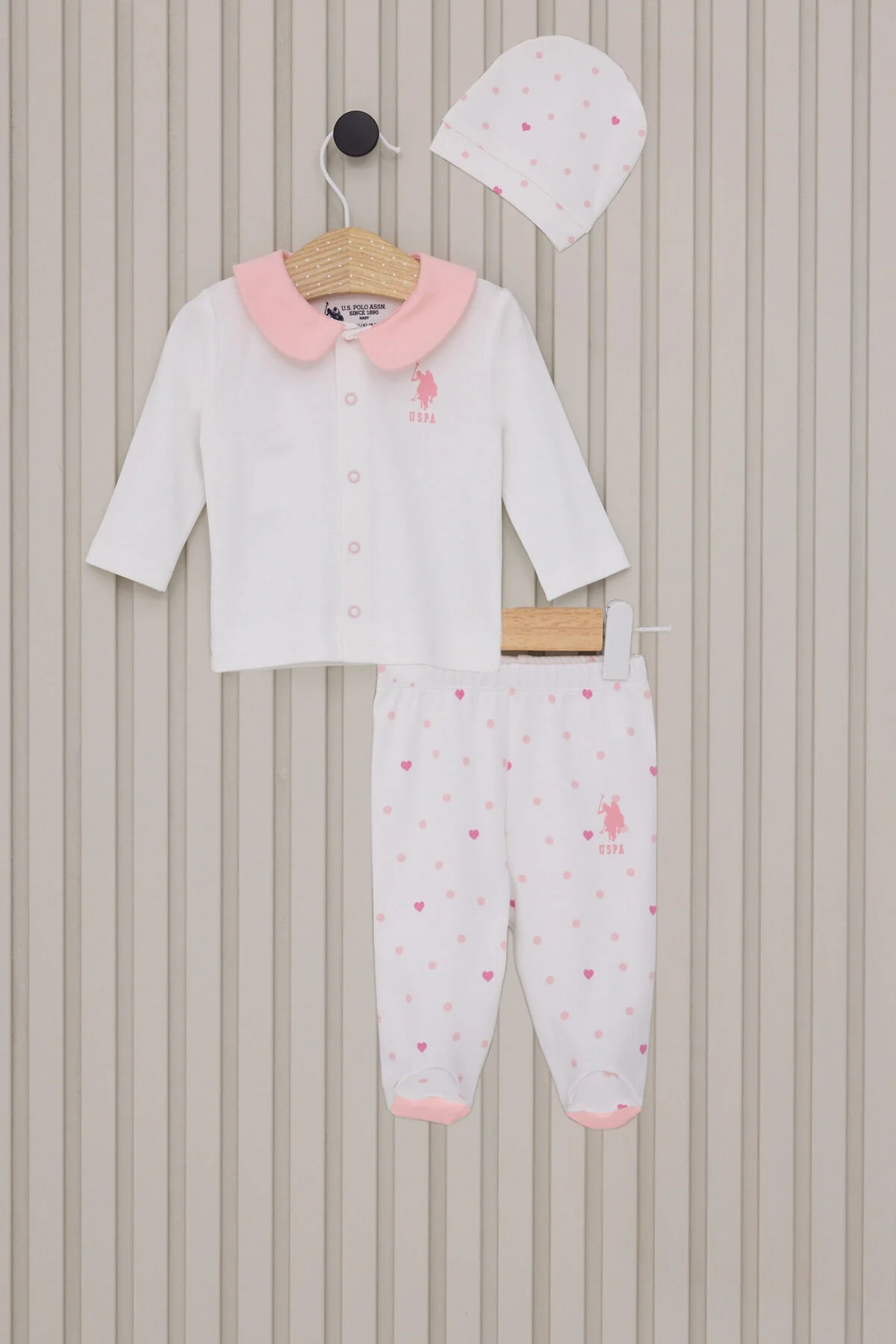 Arnetta U.S. Polo Assn Kız Bebek Beyaz Takım Bebek Takımları Toptan