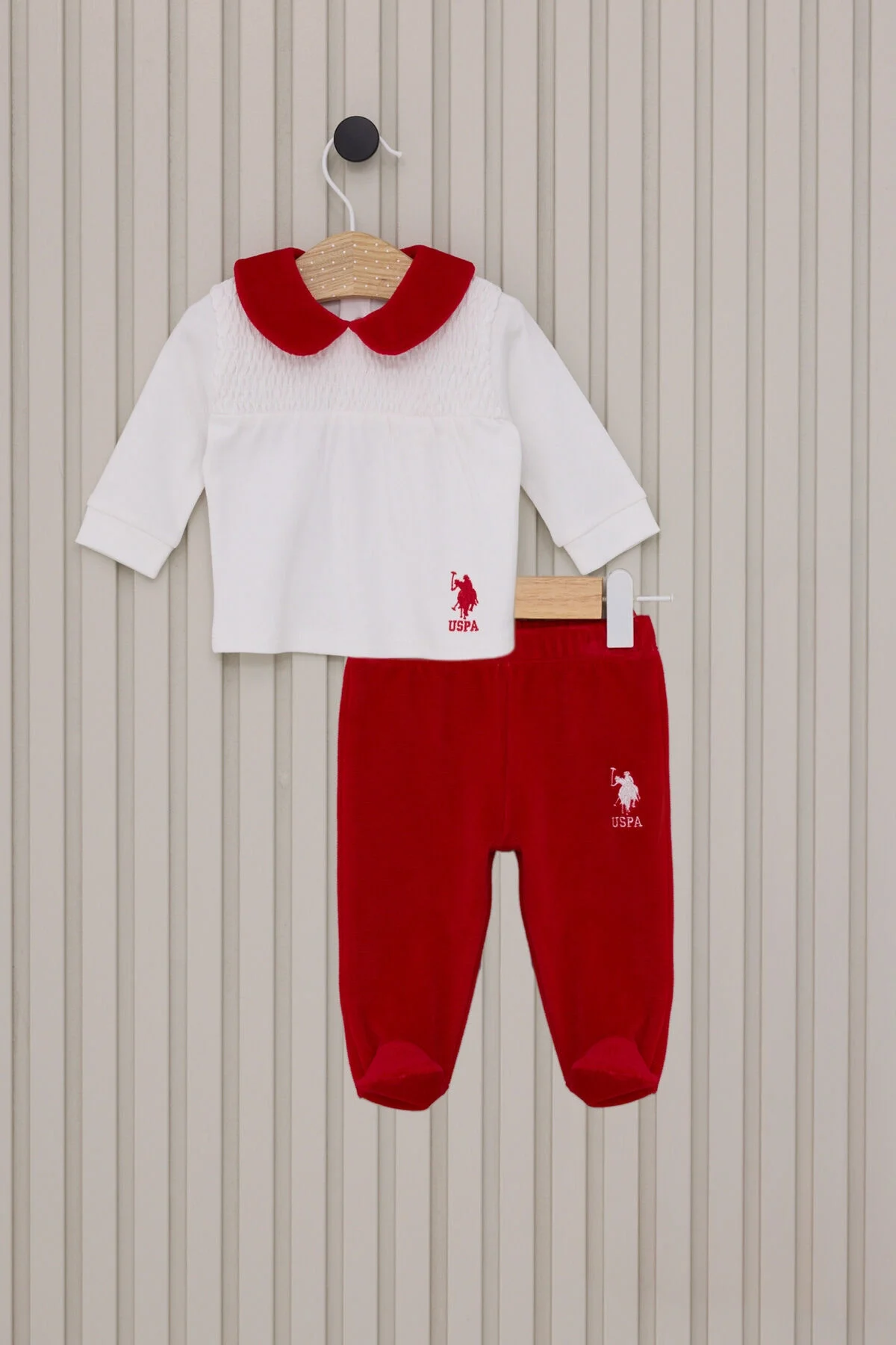 Arnetta U.S. Polo Assn Kız Bebek Beyaz Takım Bebek Takımları Toptan