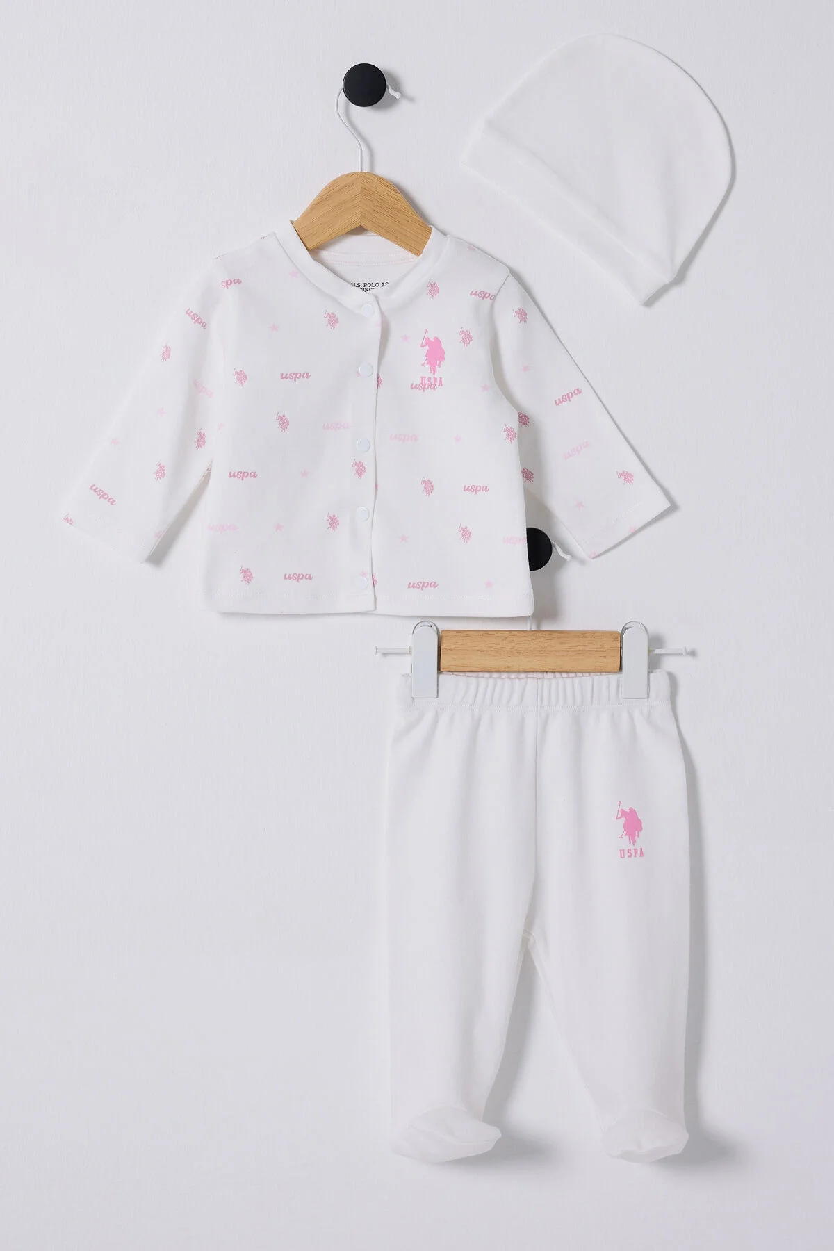 Arnetta U.S. Polo Assn Kız Bebek Beyaz Takım Bebek Takımları Toptan