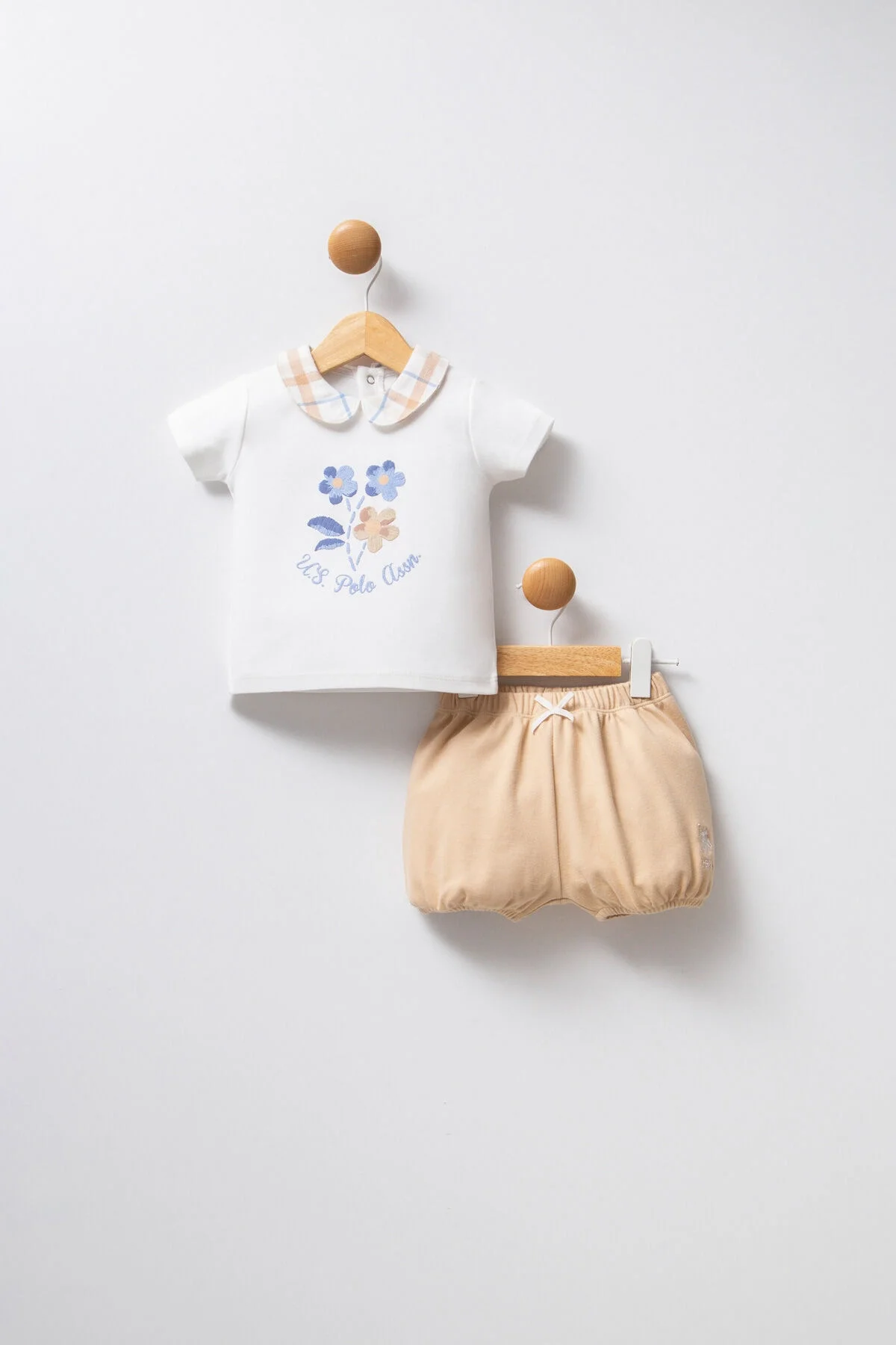 Arnetta U.S. Polo Assn Kız Bebek Beyaz Takım Bebek Takımları Toptan