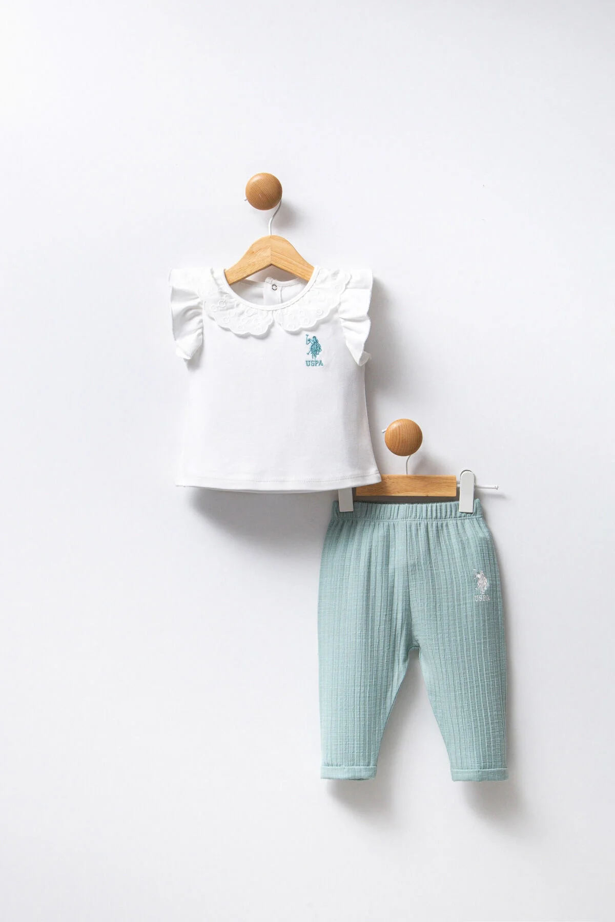 Arnetta U.S. Polo Assn Kız Bebek Beyaz Takım Bebek Takımları Toptan