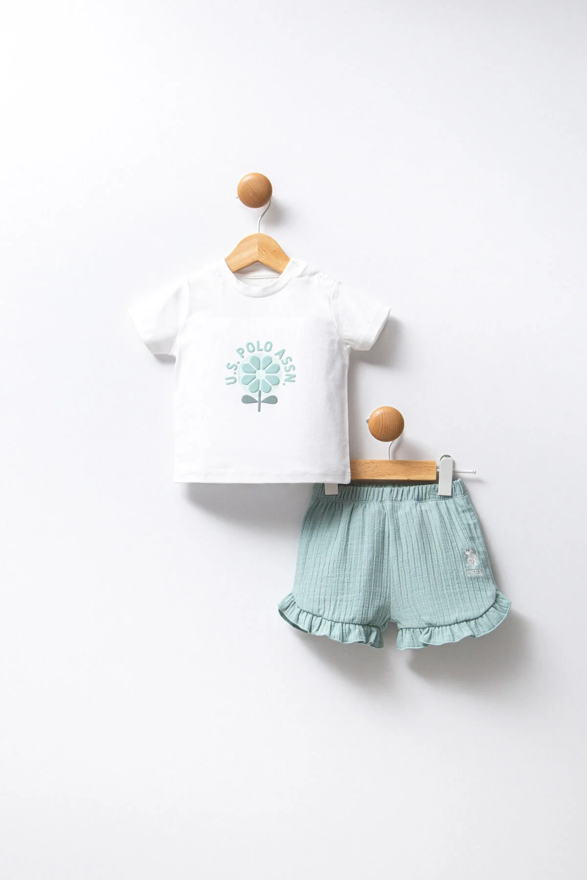 Arnetta U.S. Polo Assn Kız Bebek Beyaz Takım Bebek Takımları Toptan